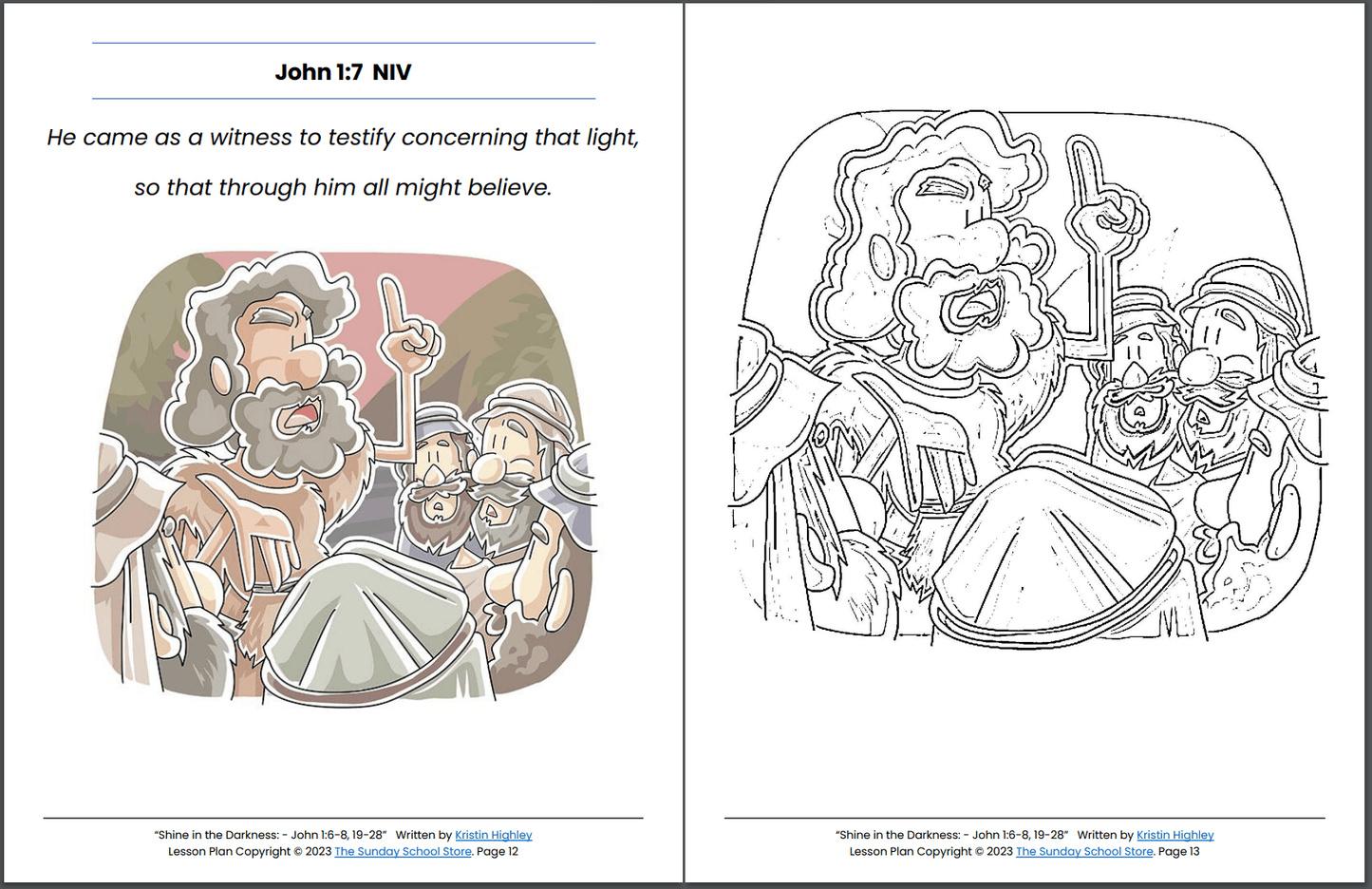 Shine in the Darkness (John 1:6-8, 19-28) Printable Bible Lesson & Sunday School Activities