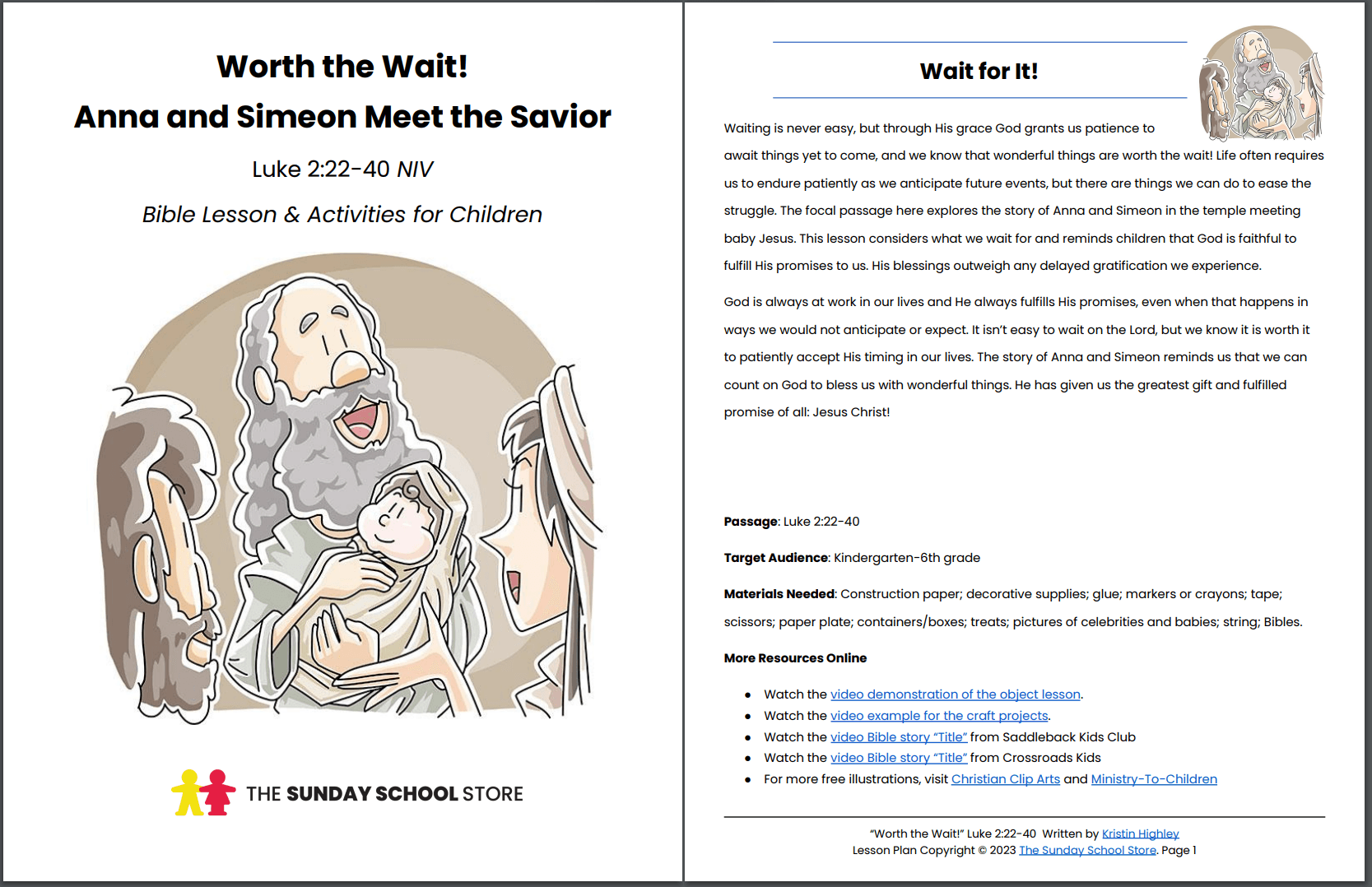 Jesus is Worth the Wait (Luke 2:22-40) Printable Bible Lesson