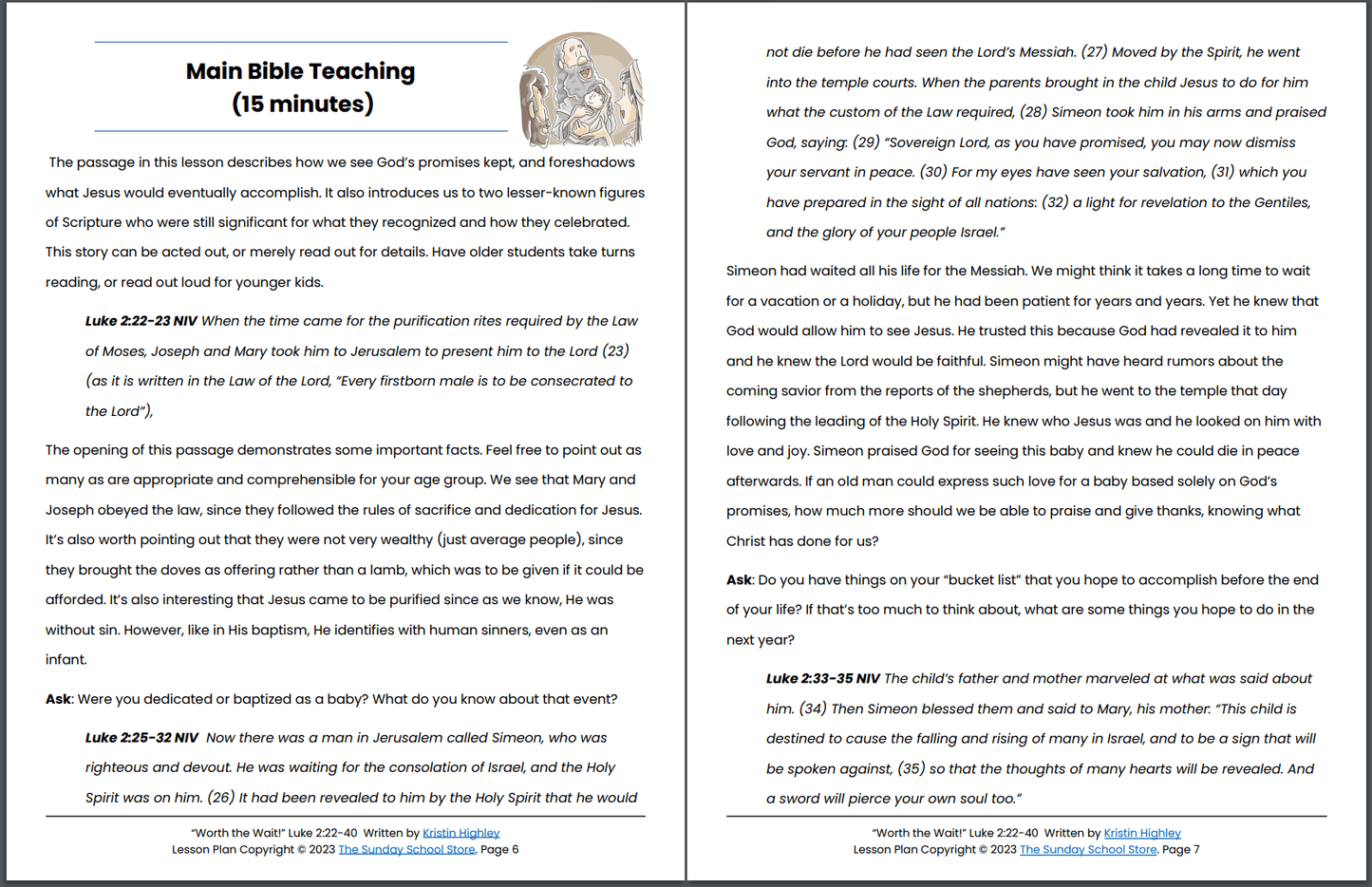 Jesus is Worth the Wait (Luke 2:22-40) Printable Bible Lesson & Sunday School Activities