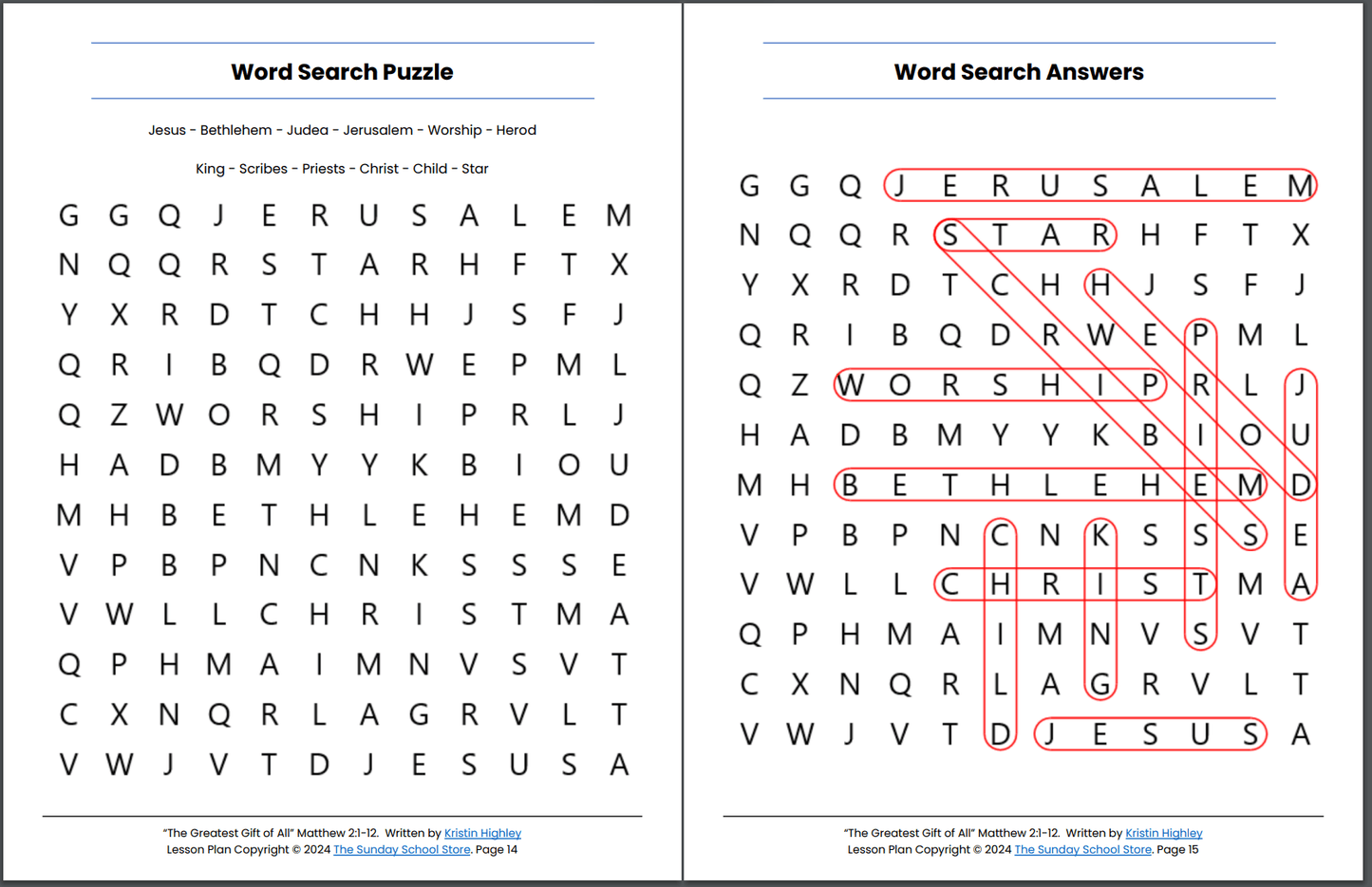 The Greatest Gift of All (Matthew 2:1-12) Printable Bible Lesson & Sunday School Activities