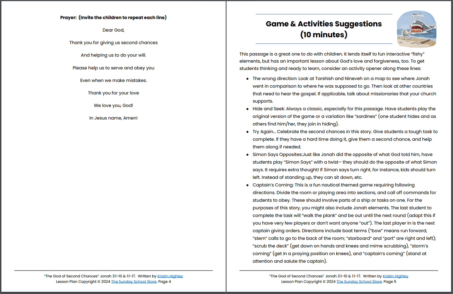 The God of Second Chances (Jonah 3:1-10) Printable Bible Lesson & Sunday School Activities