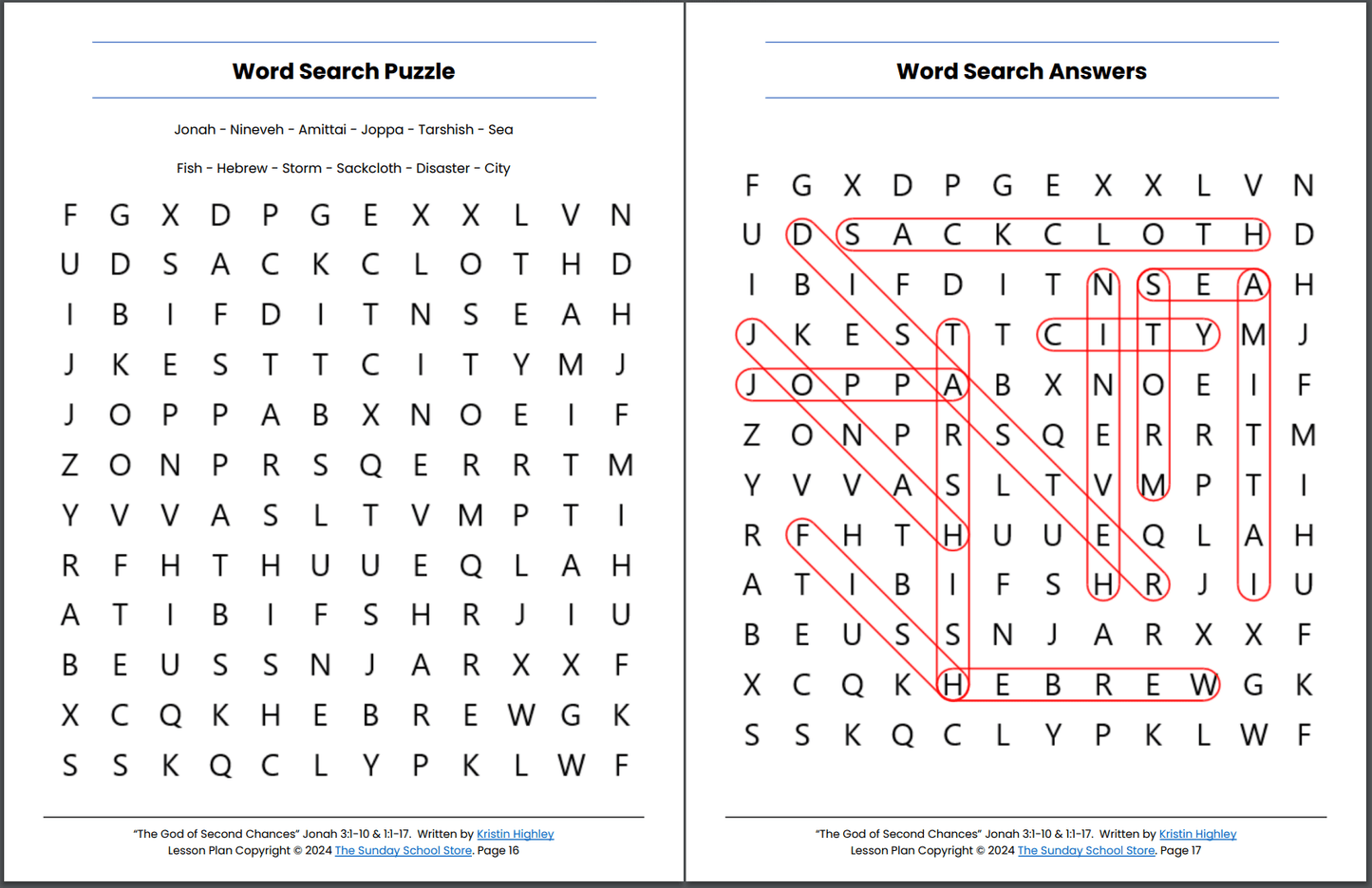 The God of Second Chances (Jonah 3:1-10) Printable Bible Lesson & Sunday School Activities