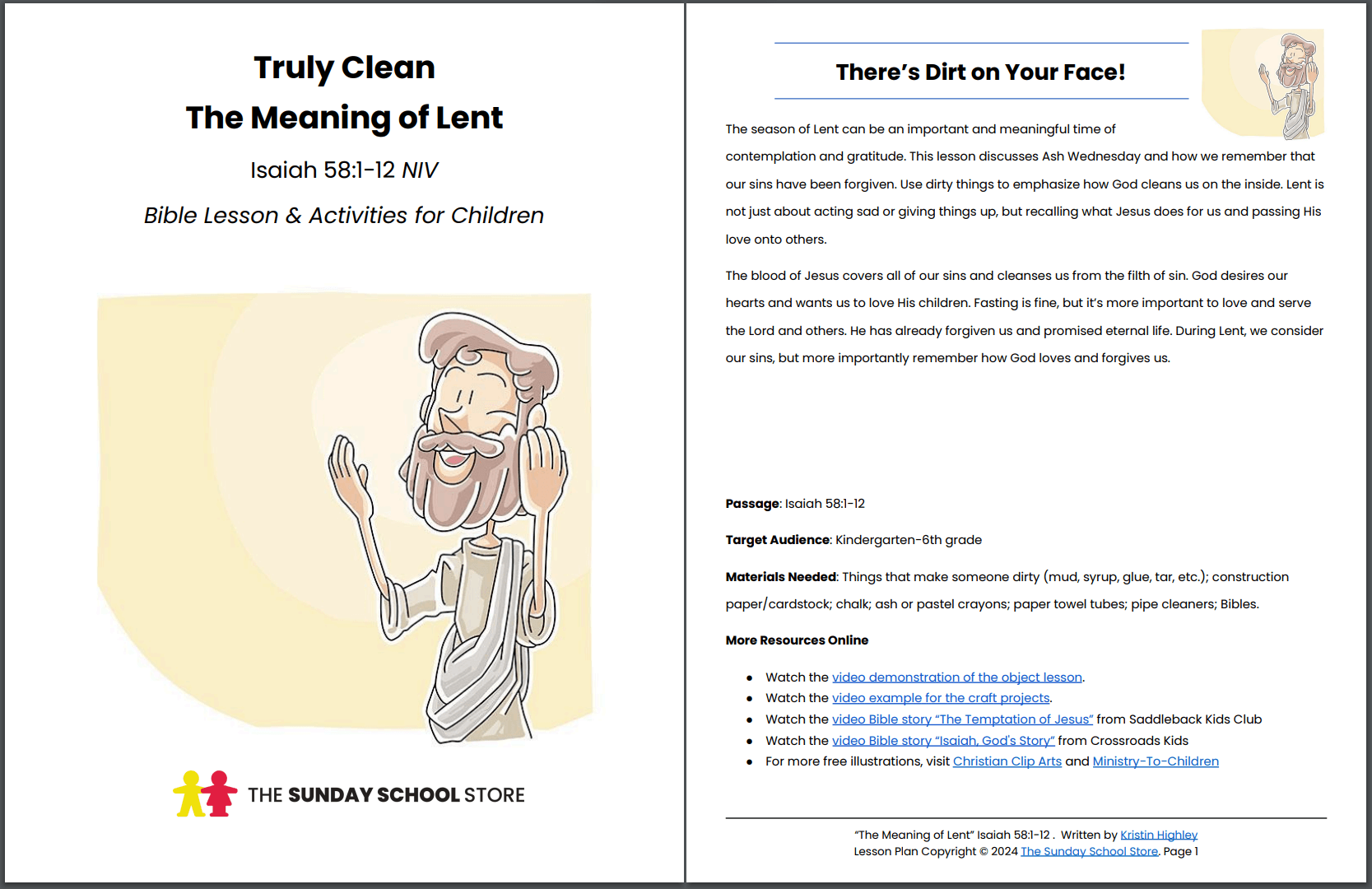 The Meaning of Lent (Isaiah 58:1-12) Printable Bible Lesson