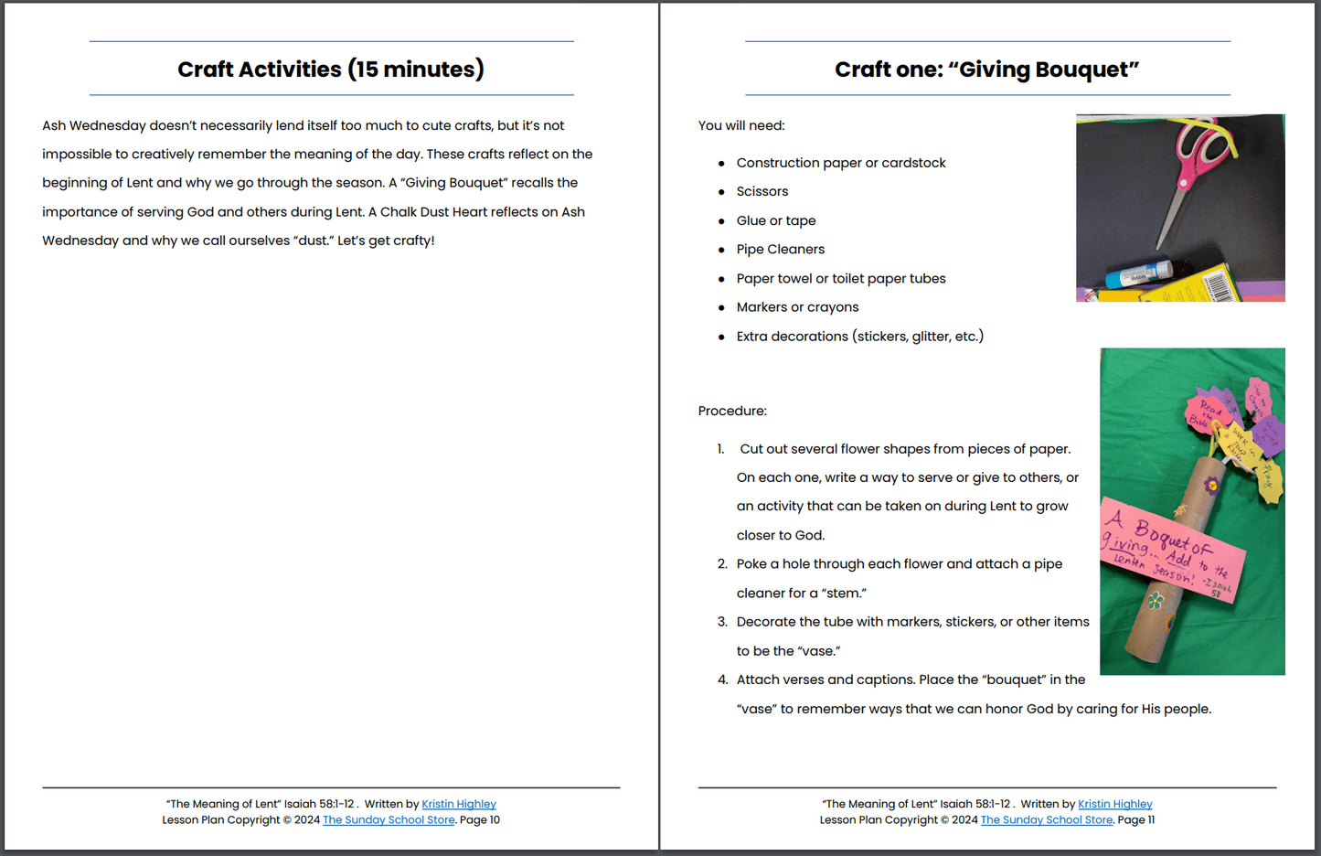 The Meaning of Lent (Isaiah 58:1-12) Printable Bible Lesson & Sunday School Activities PDF