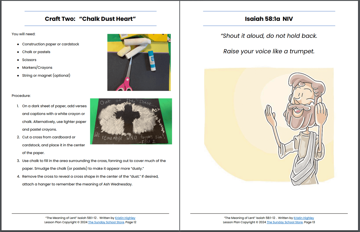 The Meaning of Lent (Isaiah 58:1-12) Printable Bible Lesson & Sunday School Activities PDF