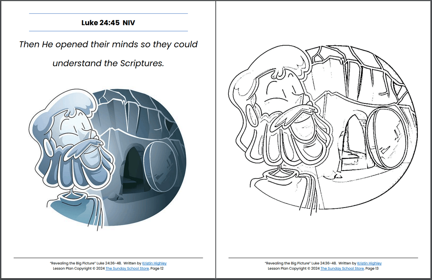 Jesus Appears to the Disciples (Luke 24:36-48) Kids' Bible Lesson & Sunday School Activities PDF