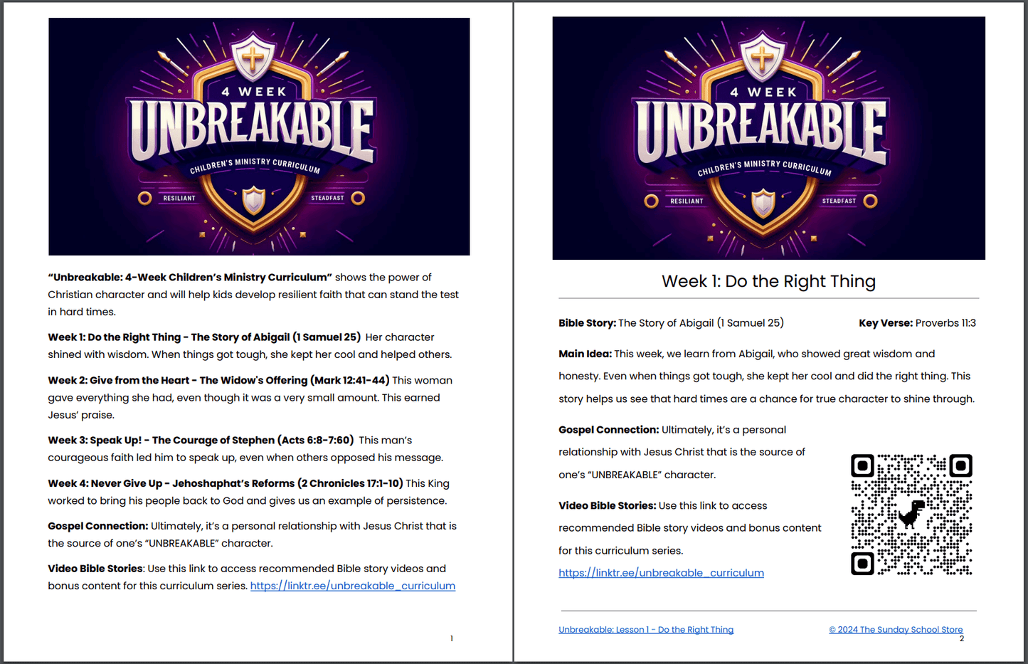 Unbreakable: 4-Week Children’s Ministry Curriculum on Christian Character for Kids
