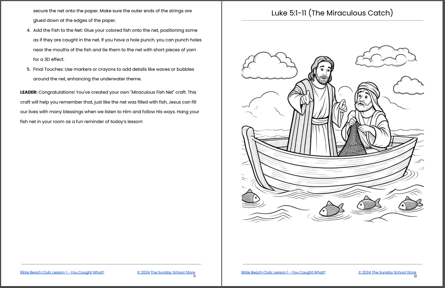 The Miraculous Catch (Free Sunday School Lesson) Luke 5:1-11