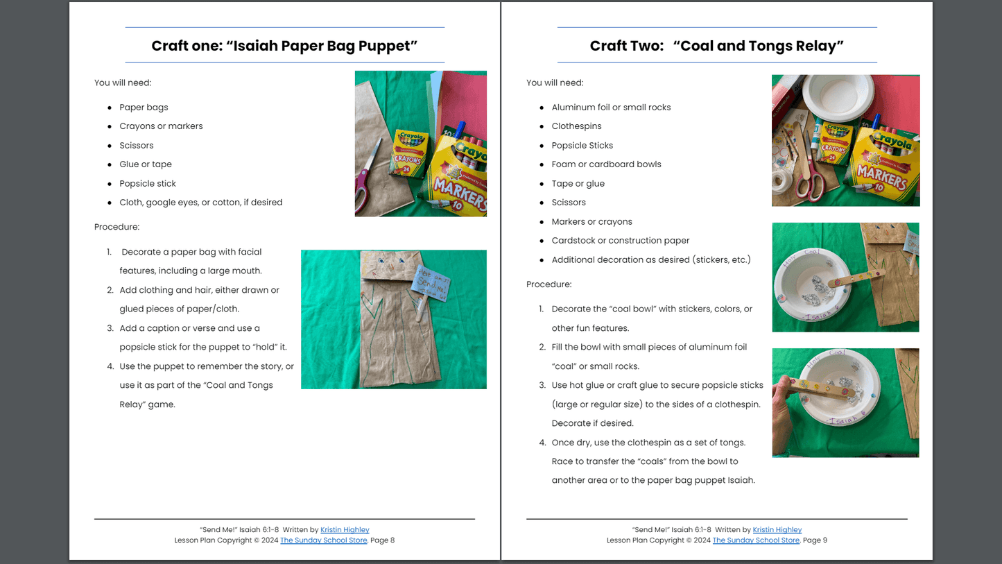 Send Me (Isaiah 6:1-8) Sunday School Lesson & Activities for Kids PDF