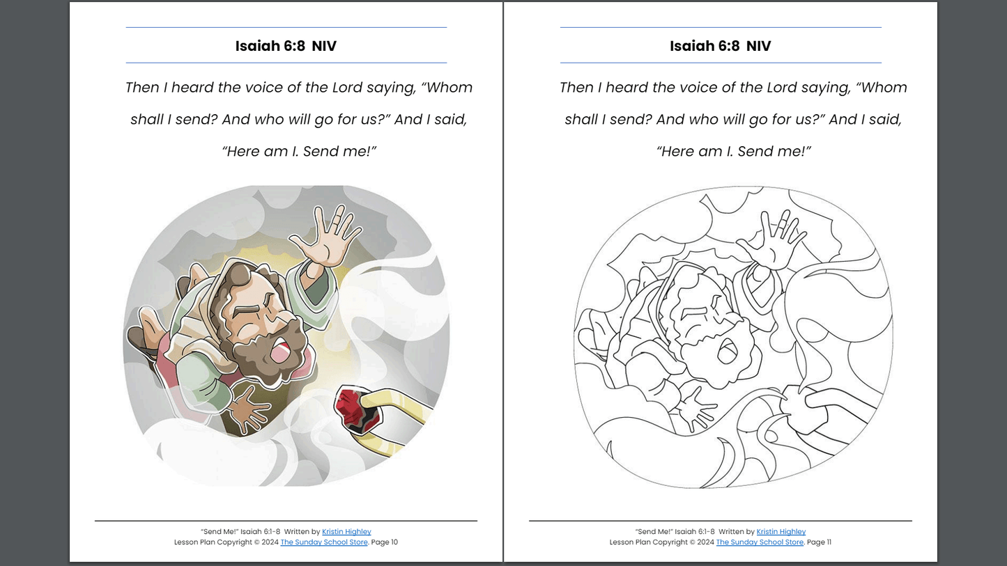 Send Me (Isaiah 6:1-8) Sunday School Lesson & Activities for Kids PDF