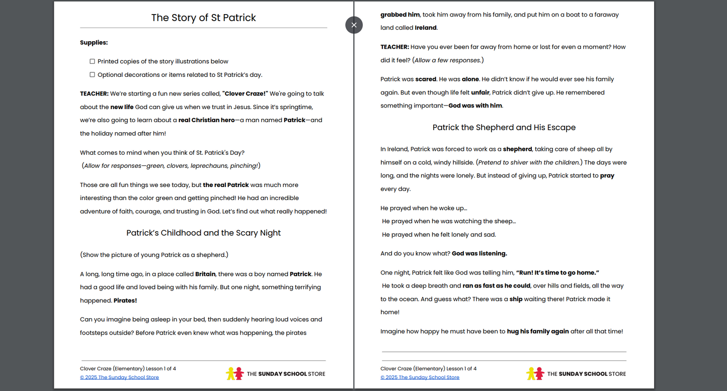 NEW Clover Craze: 4-Week Children's Ministry Curriculum (Age 6-12) St. Patrick's Day