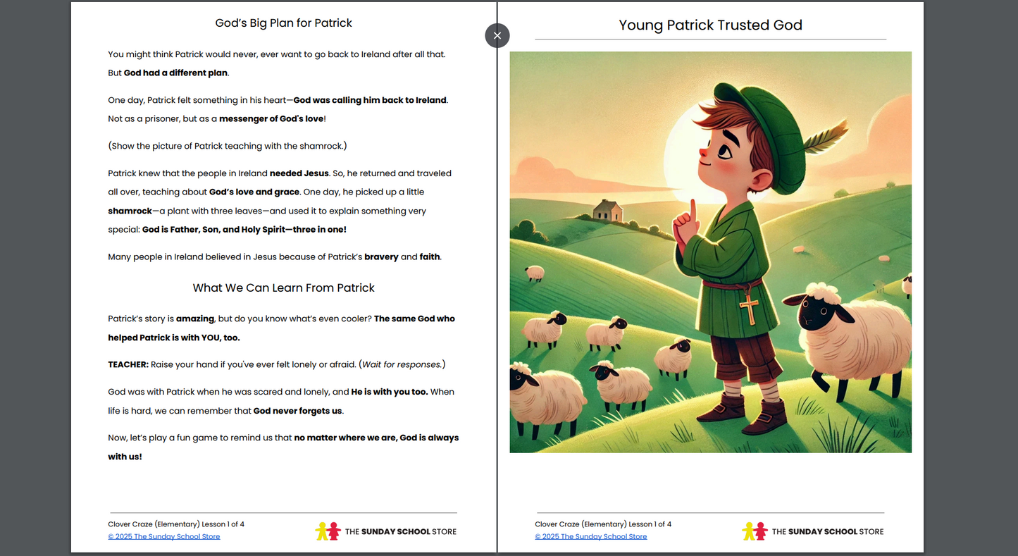 NEW Clover Craze: 4-Week Children's Ministry Curriculum (Age 6-12) St. Patrick's Day
