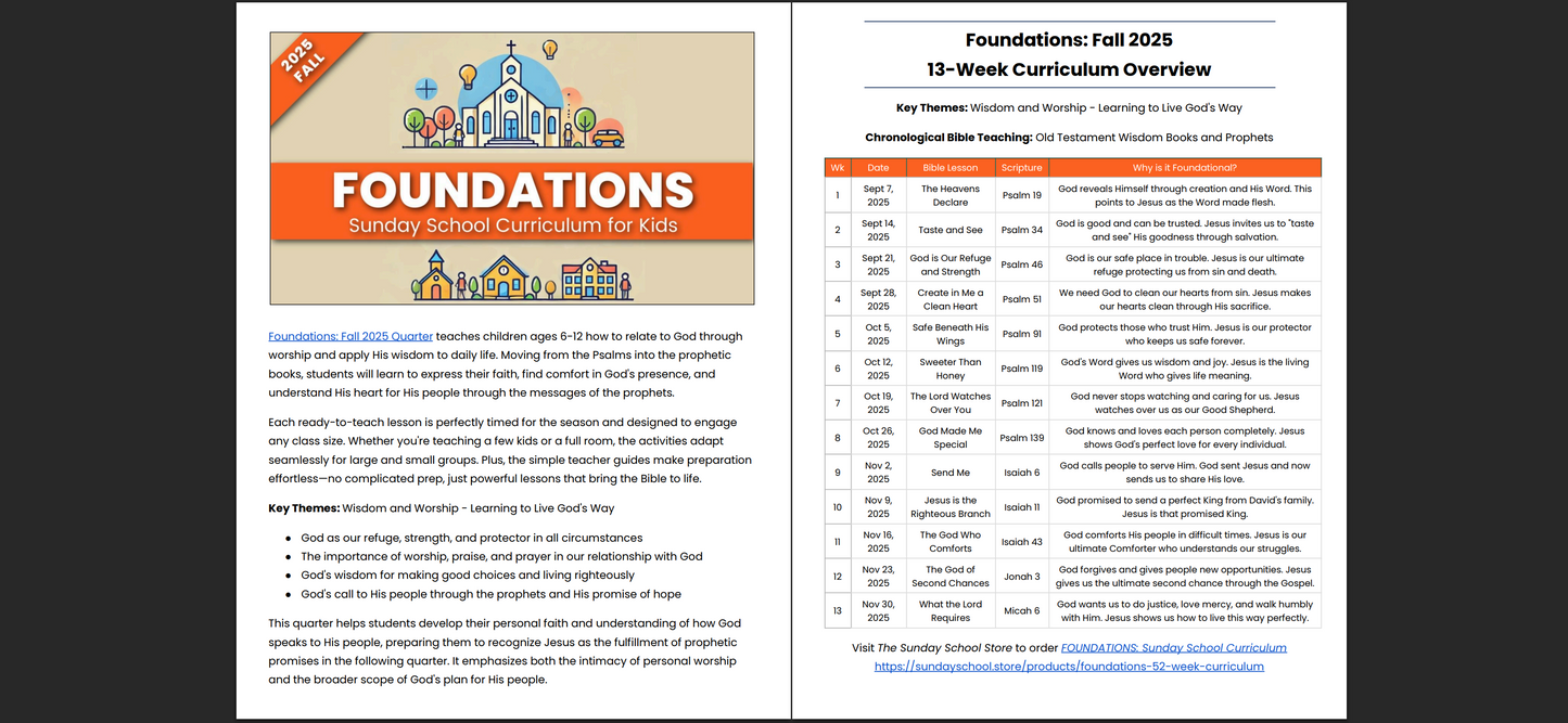 FOUNDATIONS: Sunday School Curriculum for Kid