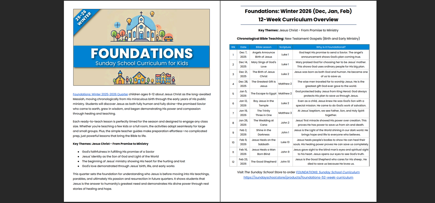 FOUNDATIONS: Sunday School Curriculum for Kid