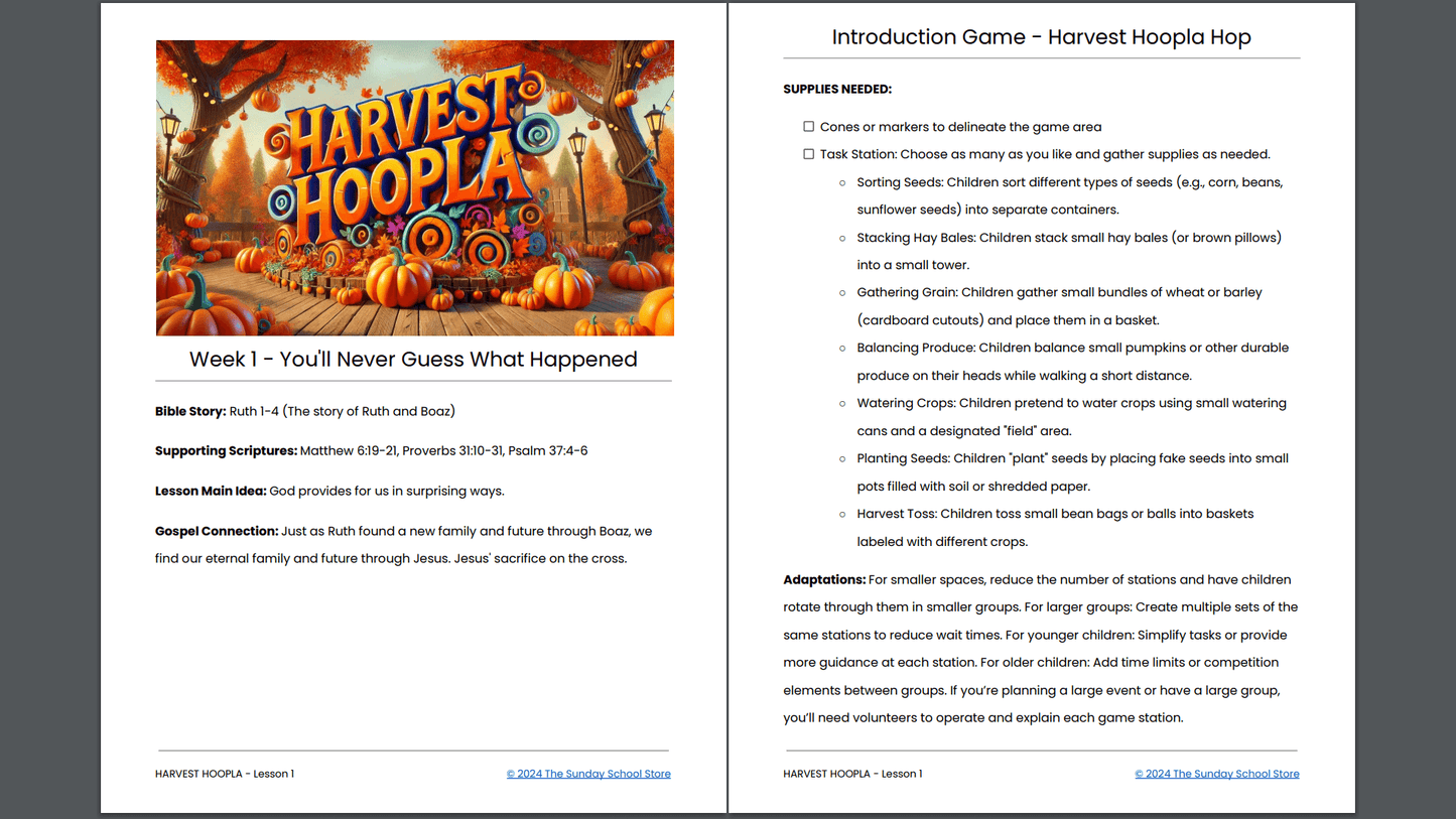 HARVEST HOOPLA: 4-Week Children's Ministry Curriculum