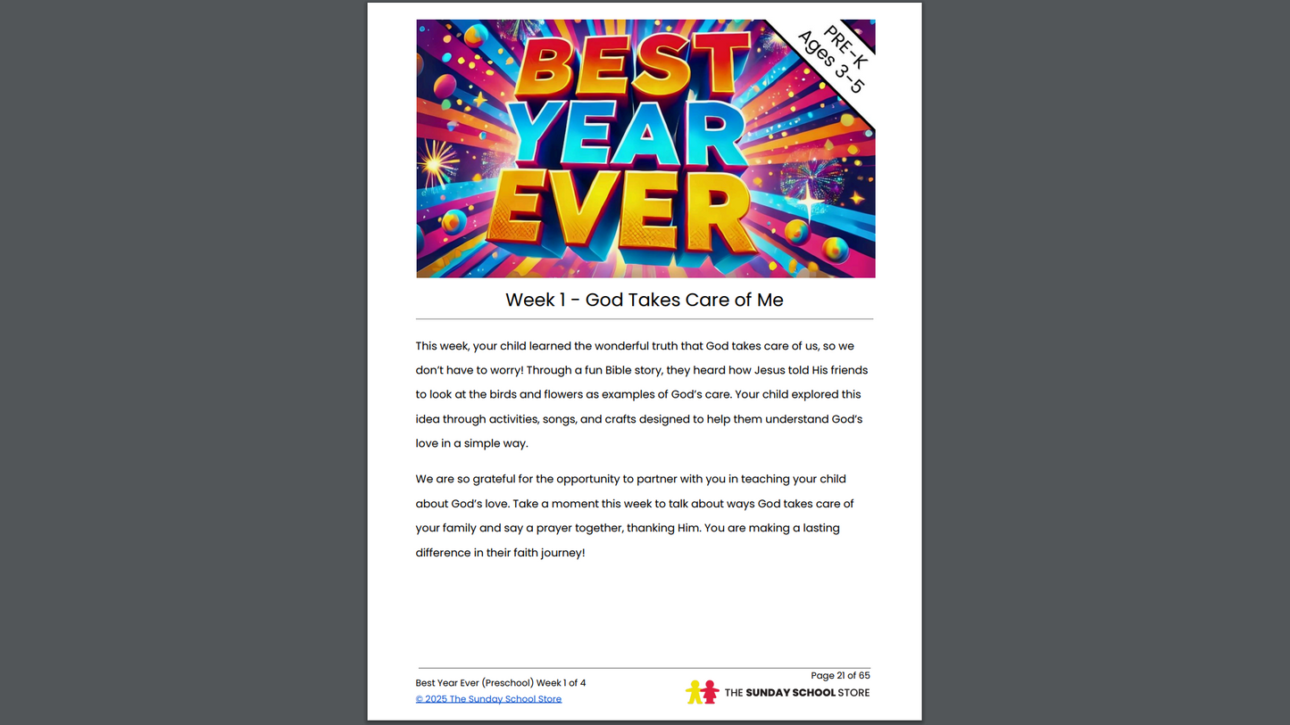 Preschool Curriculum Sample ✅ BEST YEAR EVER Pre-K: 4-Lessons for New Year's