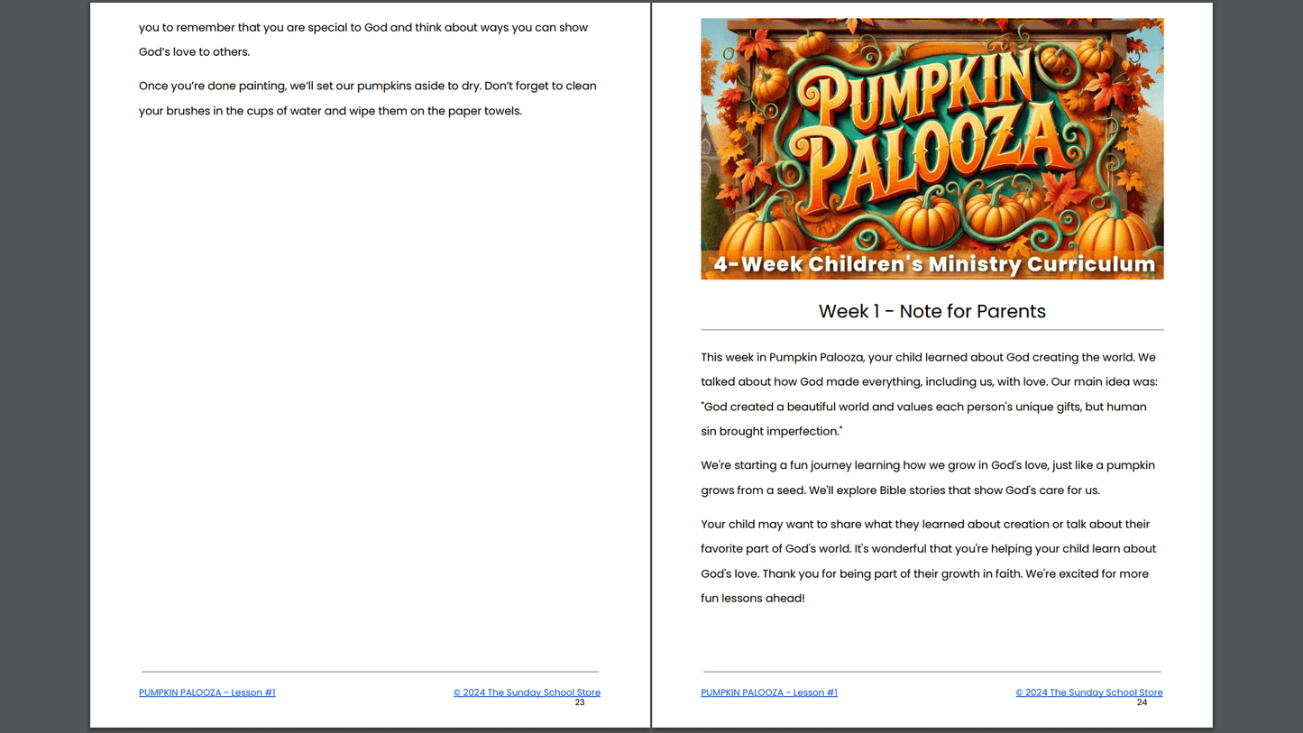 PUMPKIN PALOOZA: 4-Lesson Fall Themed Children's Ministry Curriculum