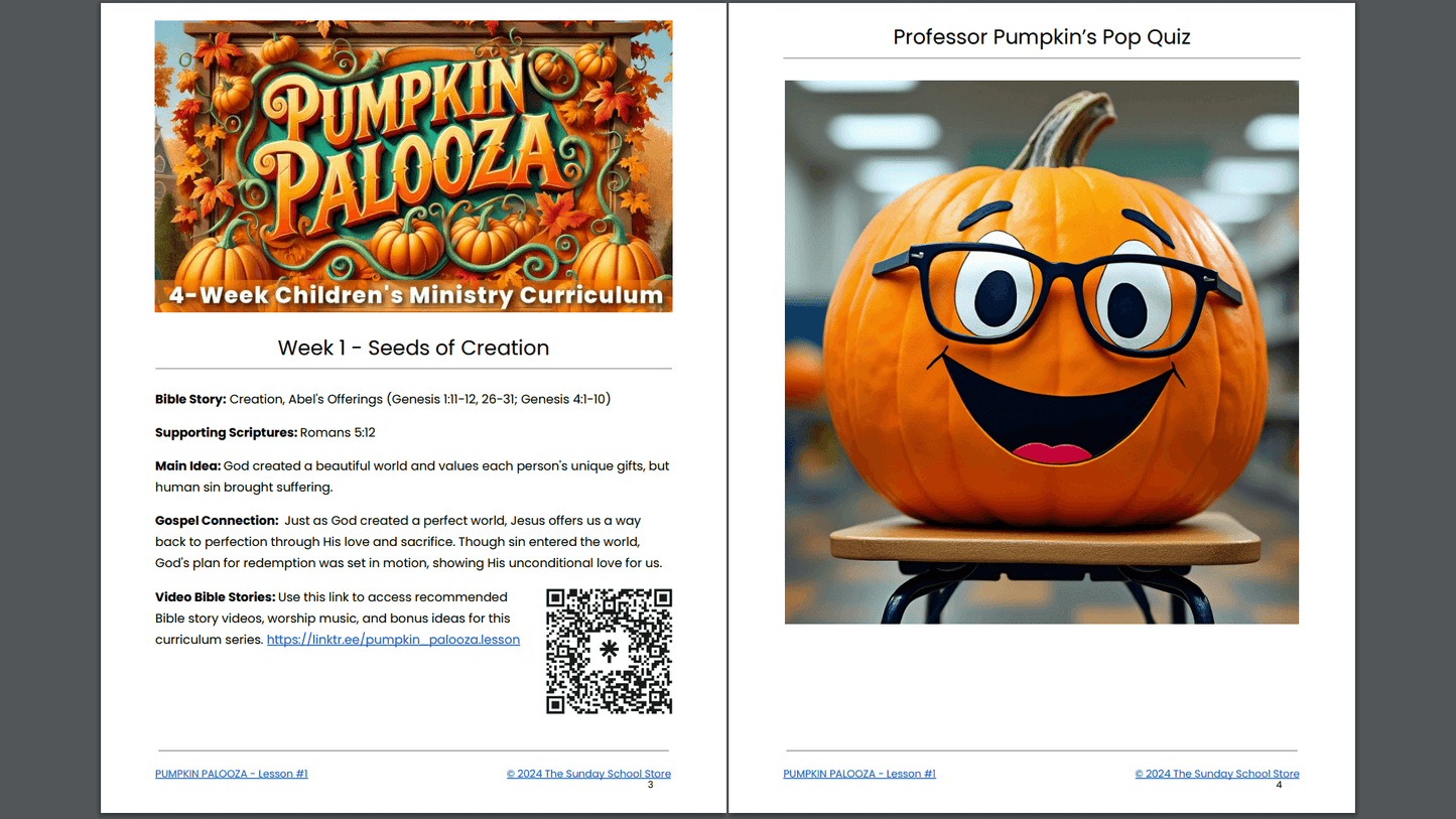 PUMPKIN PALOOZA: 4-Lesson Fall Themed Children's Ministry Curriculum