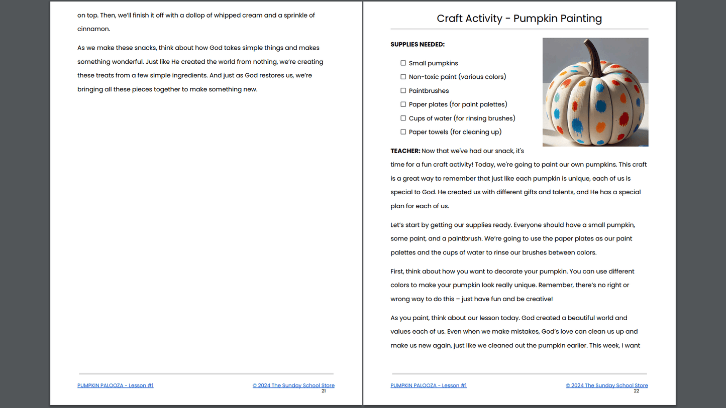 PUMPKIN PALOOZA: 4-Lesson Fall Themed Children's Ministry Curriculum