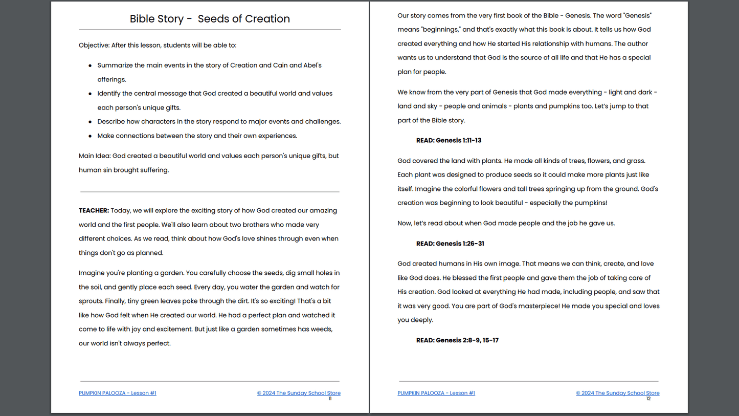 PUMPKIN PALOOZA: 4-Lesson Fall Themed Children's Ministry Curriculum