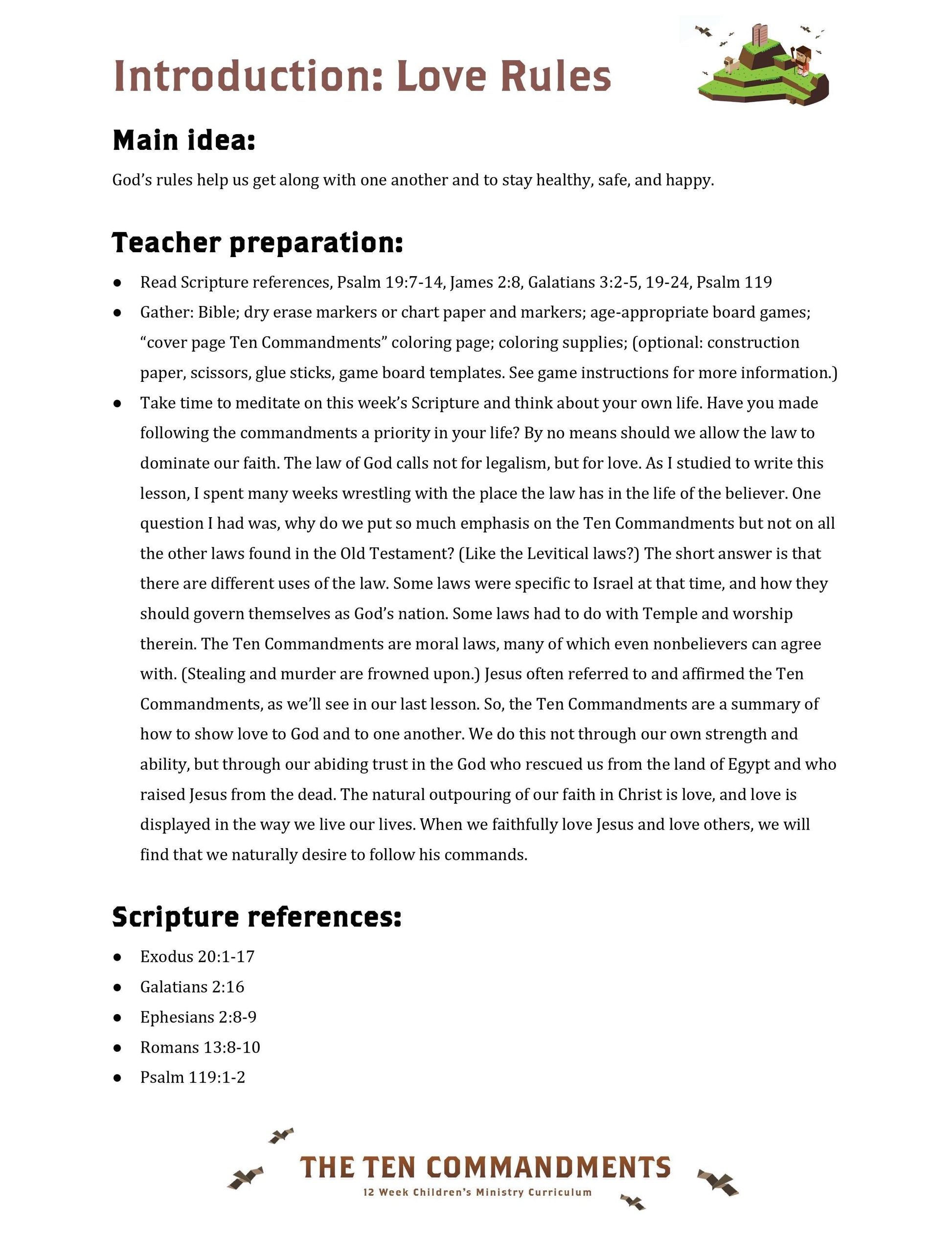 The Ten Commandments: Free Sample Lesson (download only) - Sunday School Store