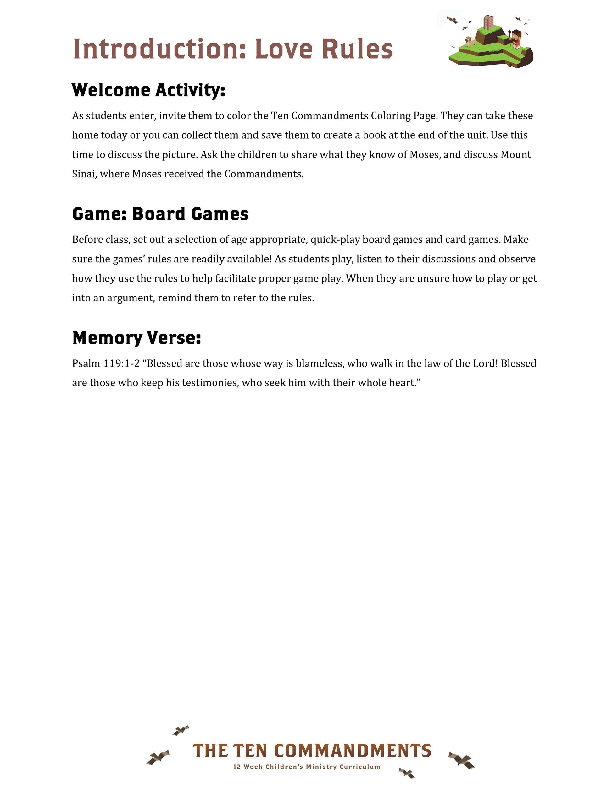 The Ten Commandments: Free Sample Lesson (download only) - Sunday School Store