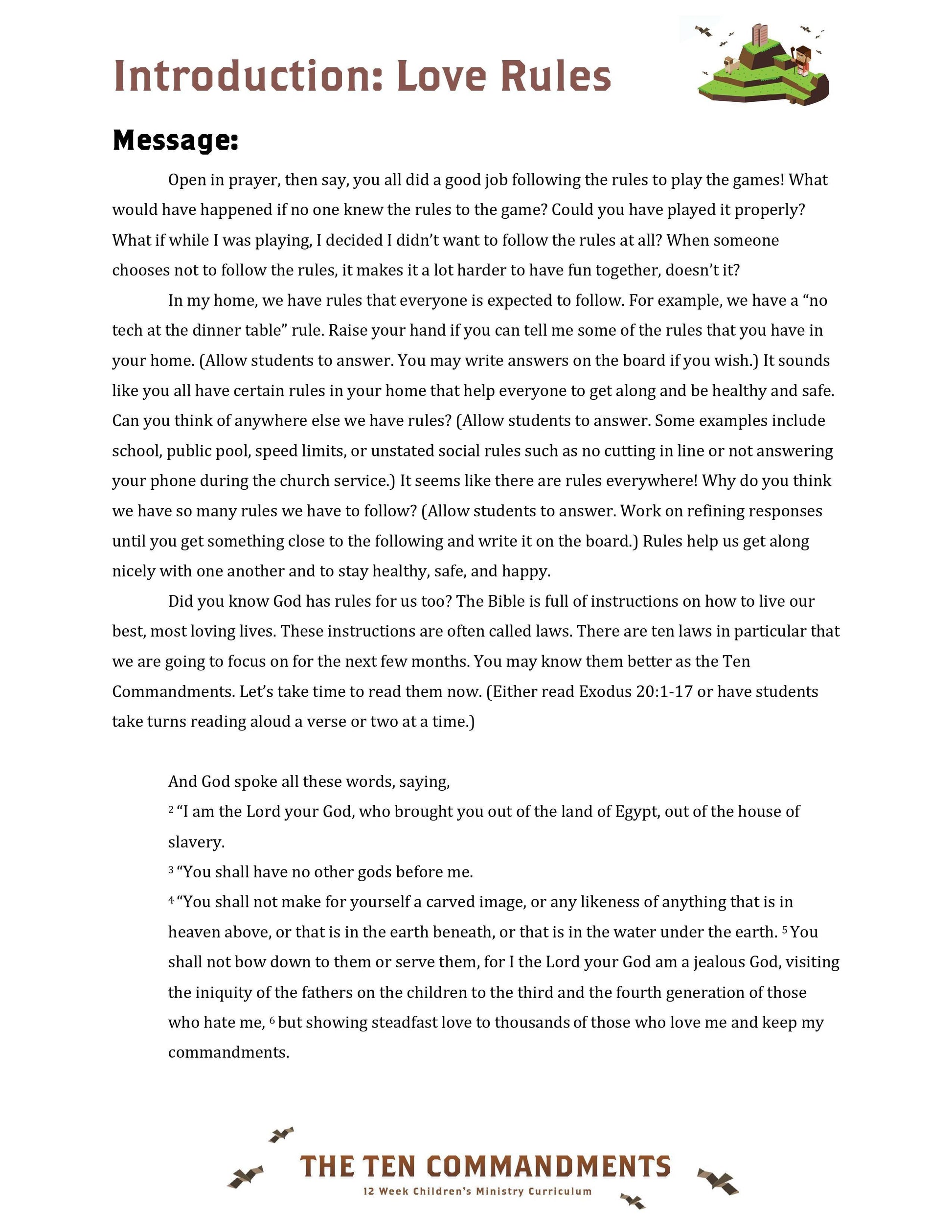 The Ten Commandments: Free Sample Lesson (download only) - Sunday School Store