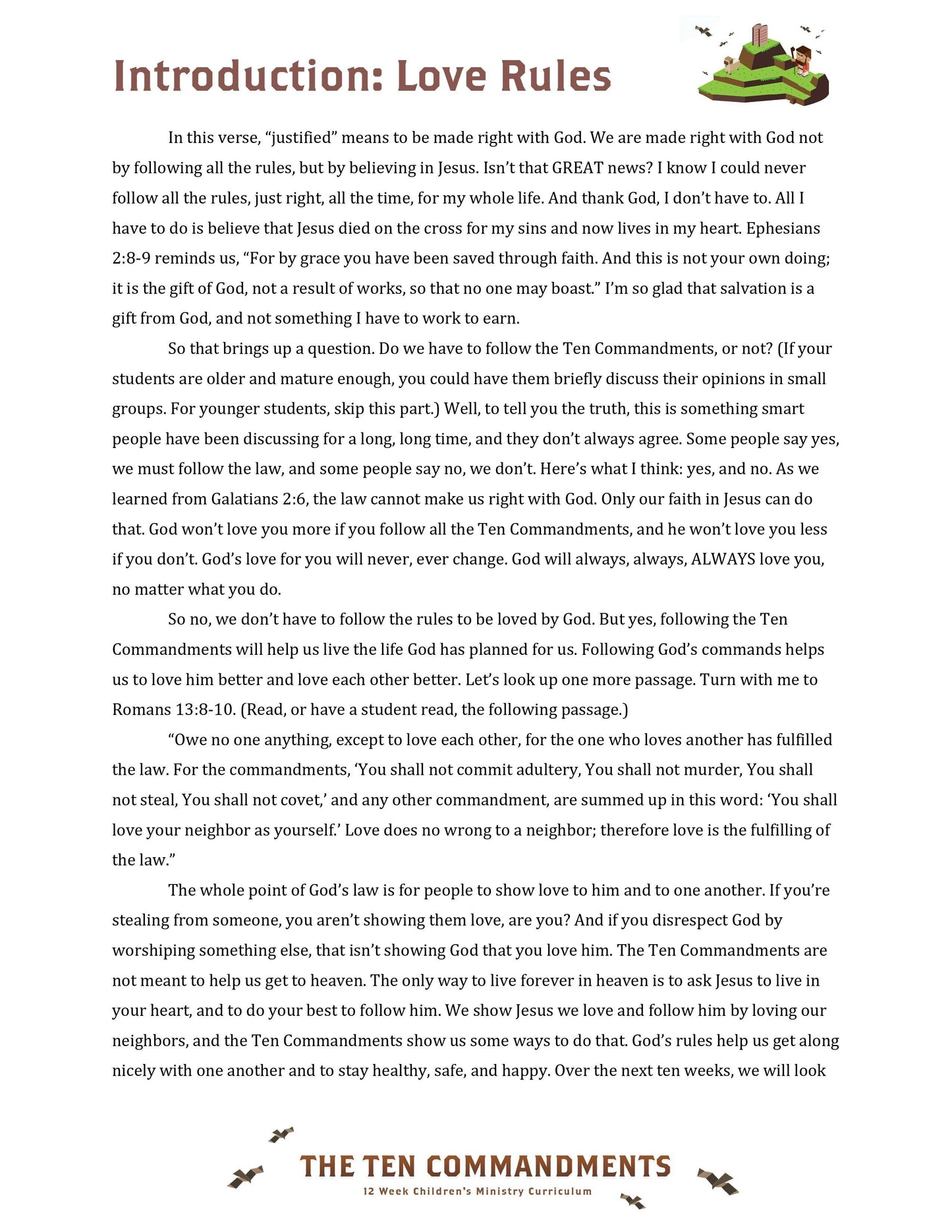 The Ten Commandments: Free Sample Lesson (download only) - Sunday School Store