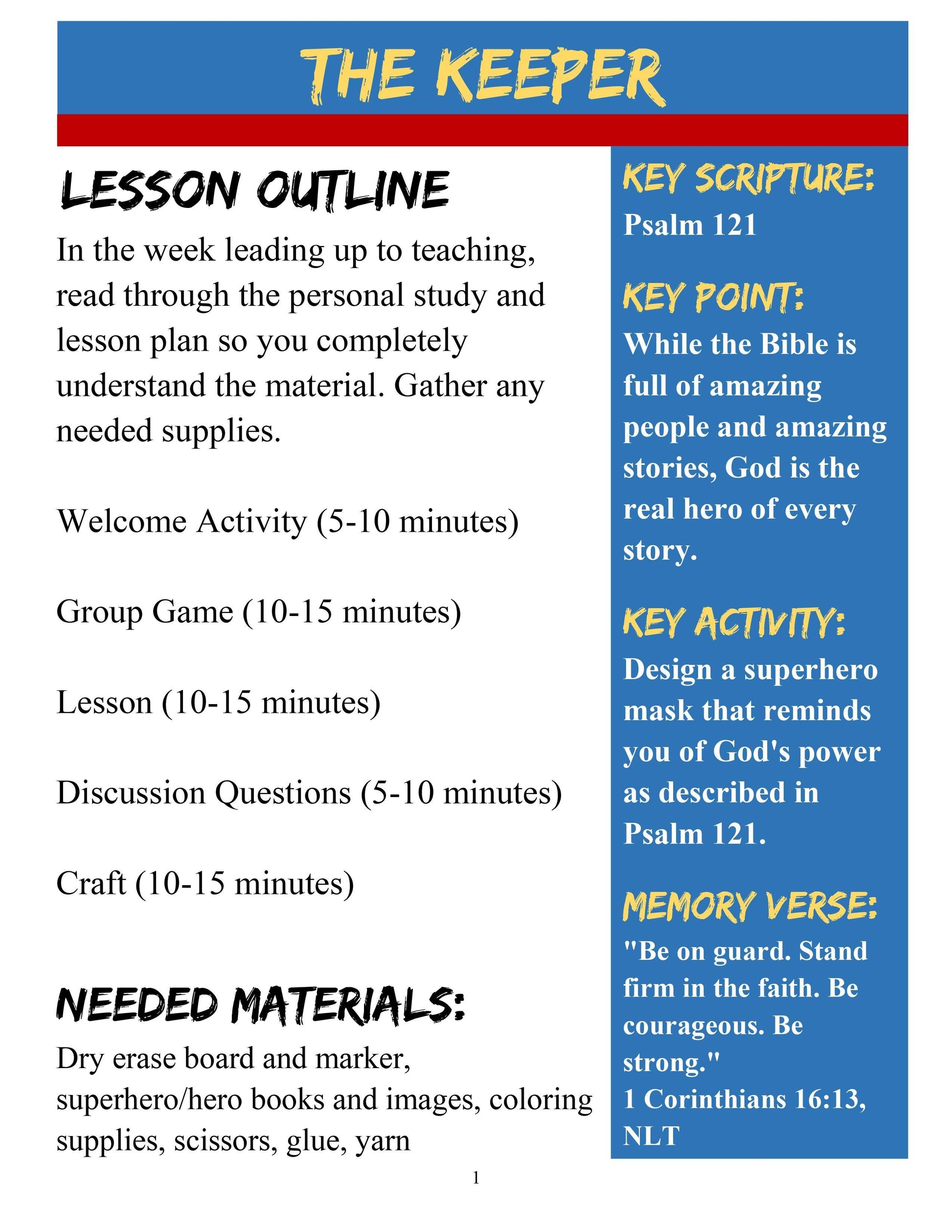 Bible Heroes: FREE Sample Lesson (download only) - Sunday School Store