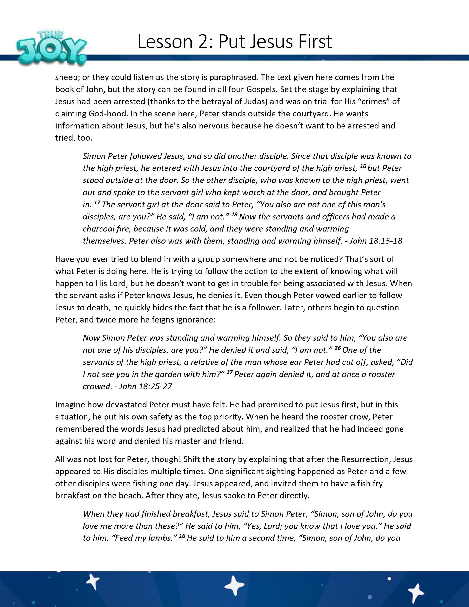 True JOY Curriculum: Free Sample Lesson (download only) - Sunday School Store
