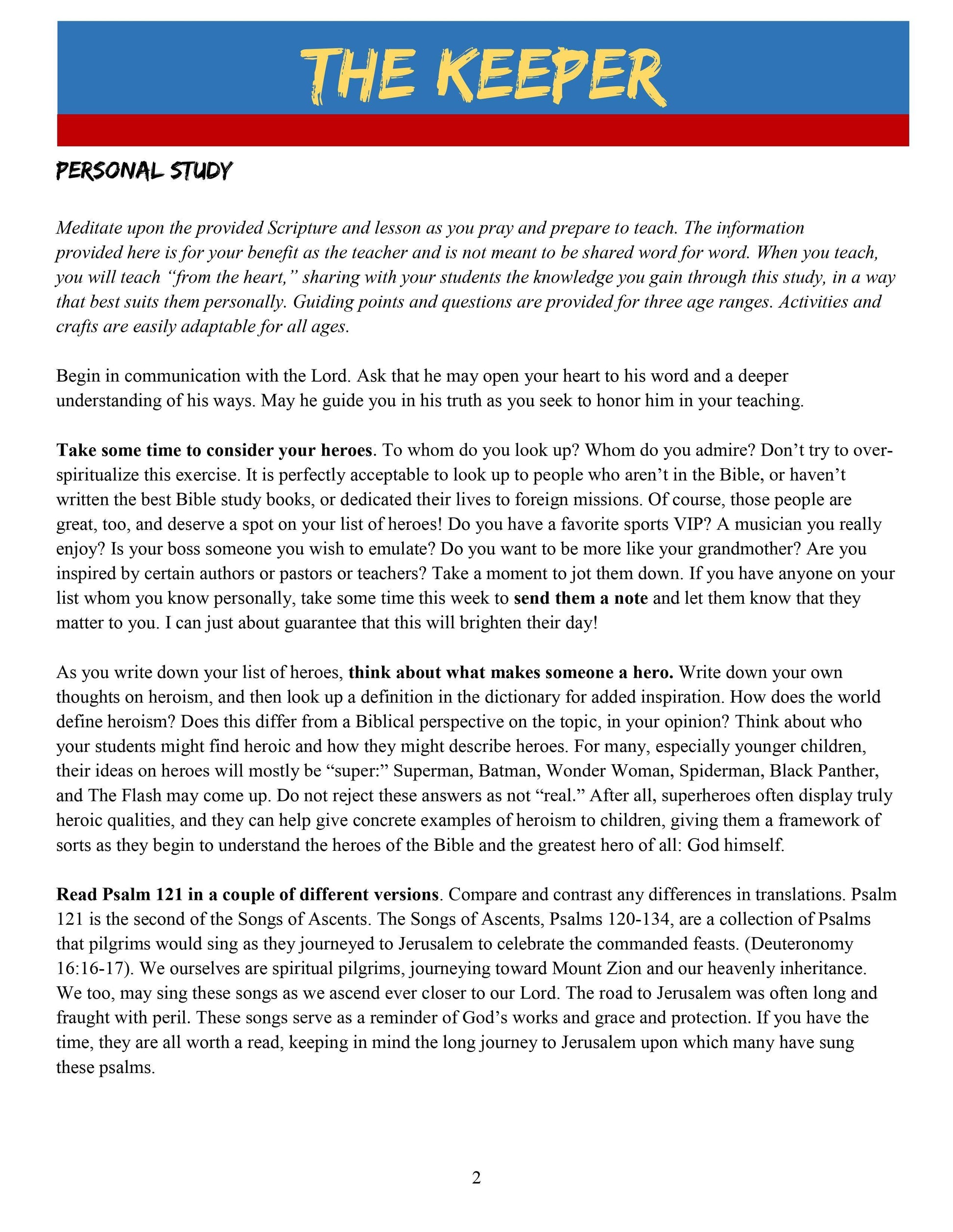 Bible Heroes: FREE Sample Lesson (download only) - Sunday School Store