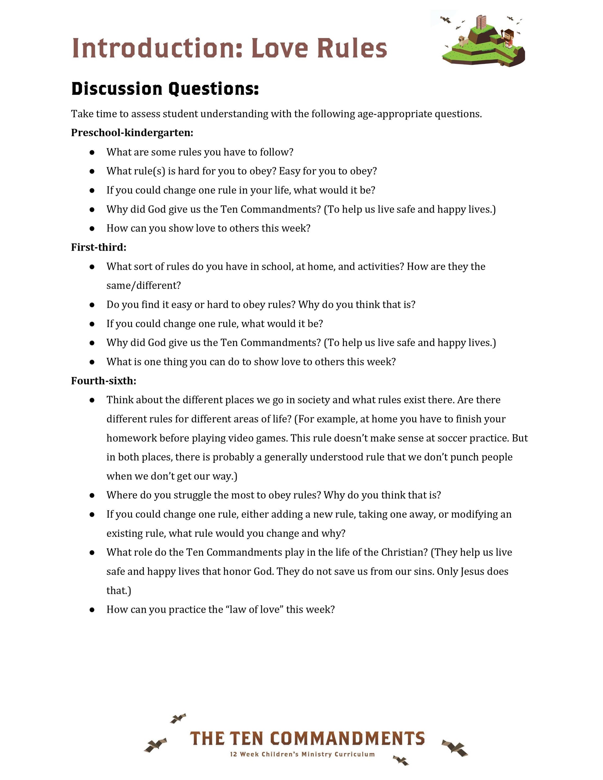 The Ten Commandments: Free Sample Lesson (download only) - Sunday School Store