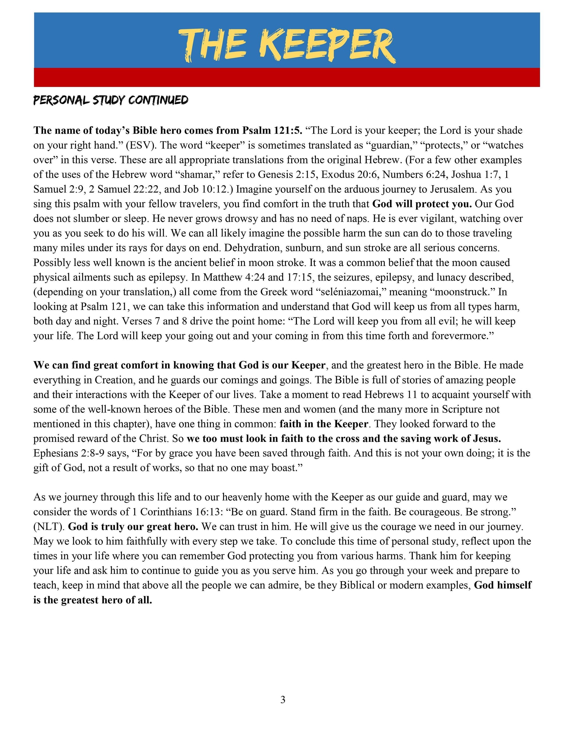 Bible Heroes: FREE Sample Lesson (download only) - Sunday School Store