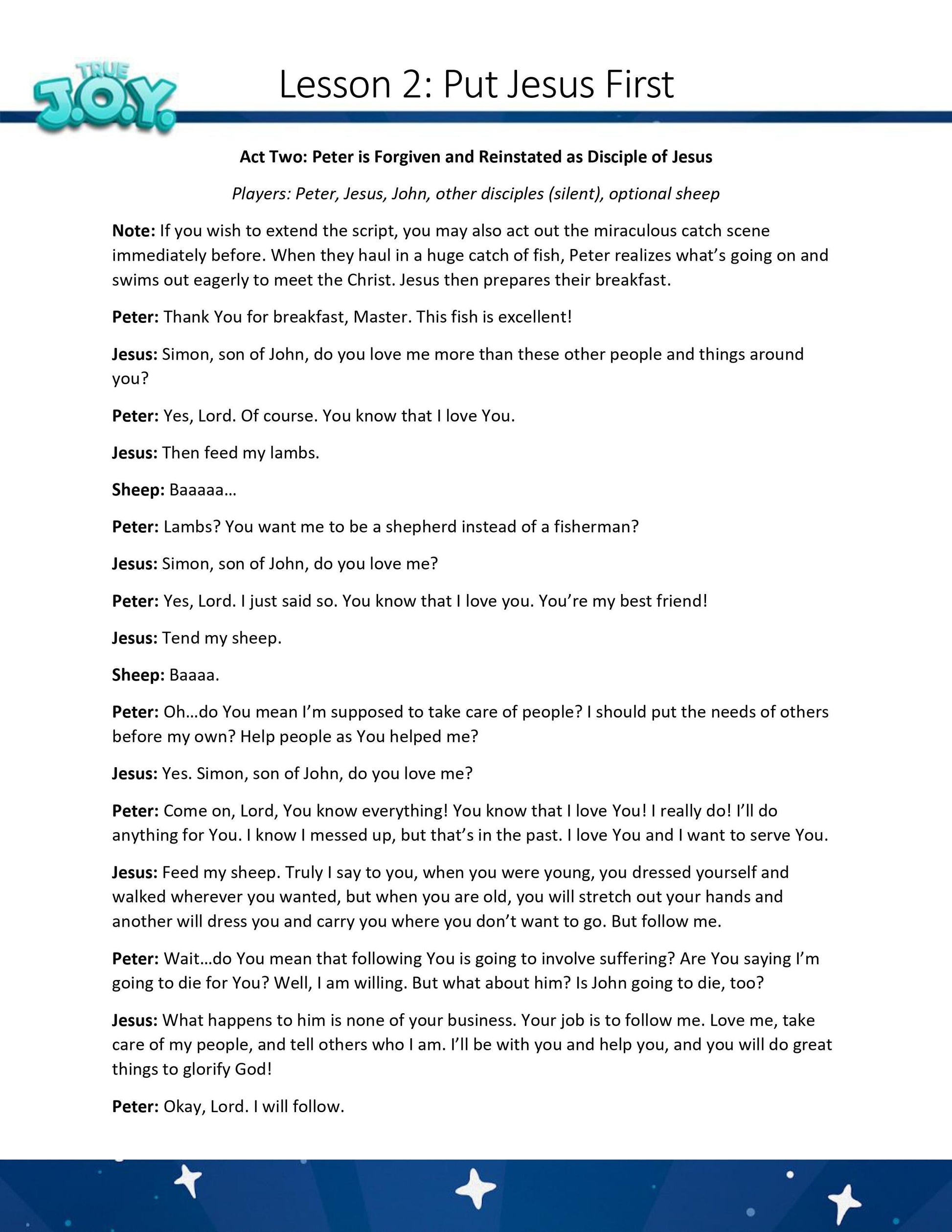 True JOY Curriculum: Free Sample Lesson (download only) - Sunday School Store