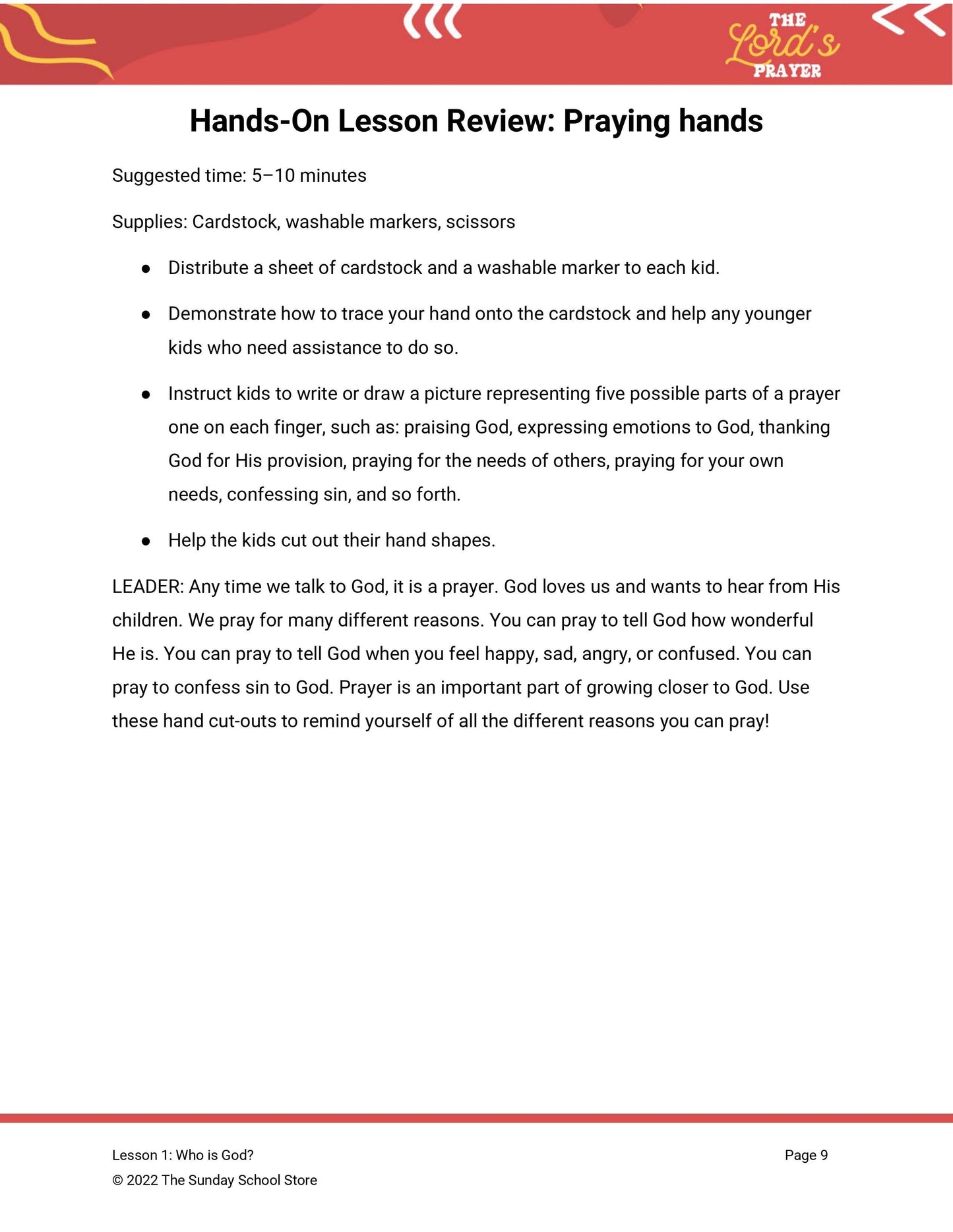 "Our Father" Free Lesson for Kids on the Lord's Prayer - Sunday School Store