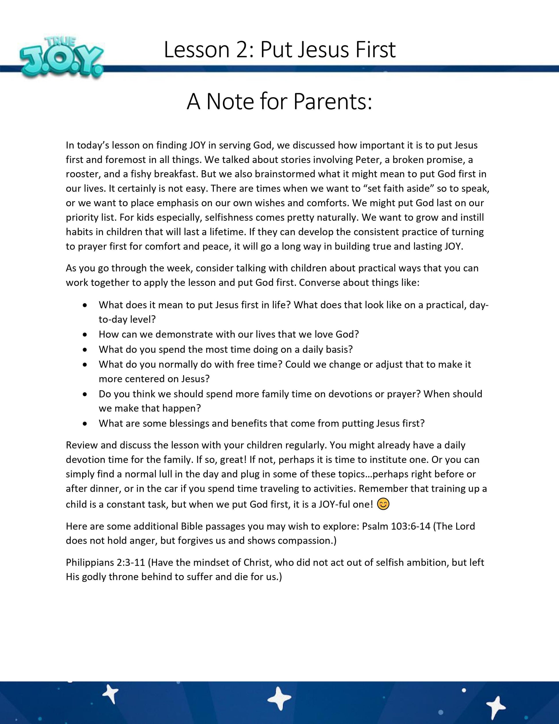 True JOY Curriculum: Free Sample Lesson (download only) - Sunday School Store