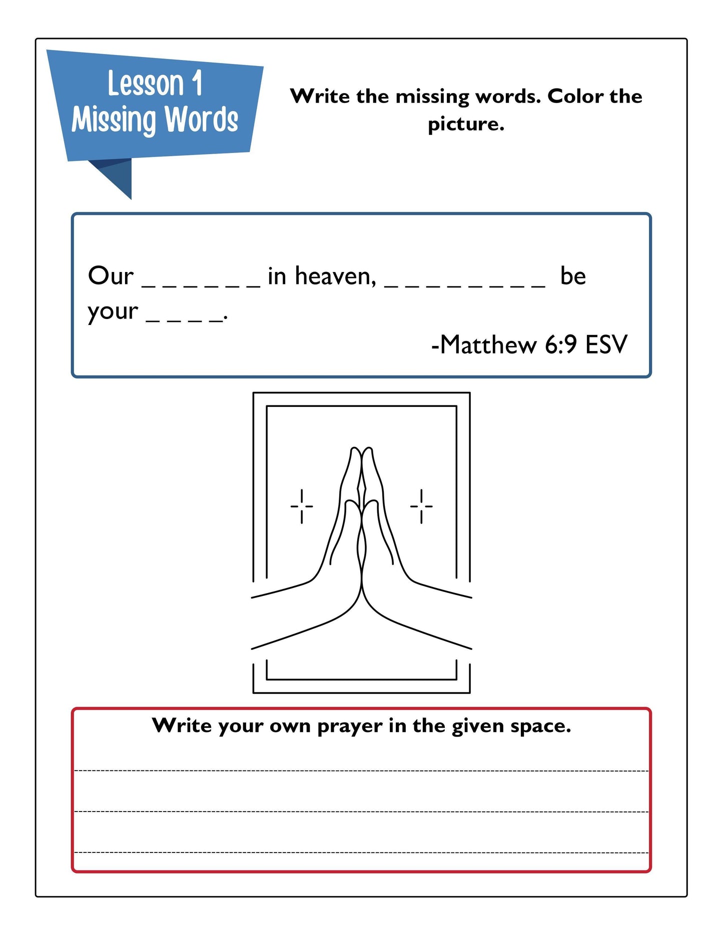 "Our Father" Free Lesson for Kids on the Lord's Prayer - Sunday School Store