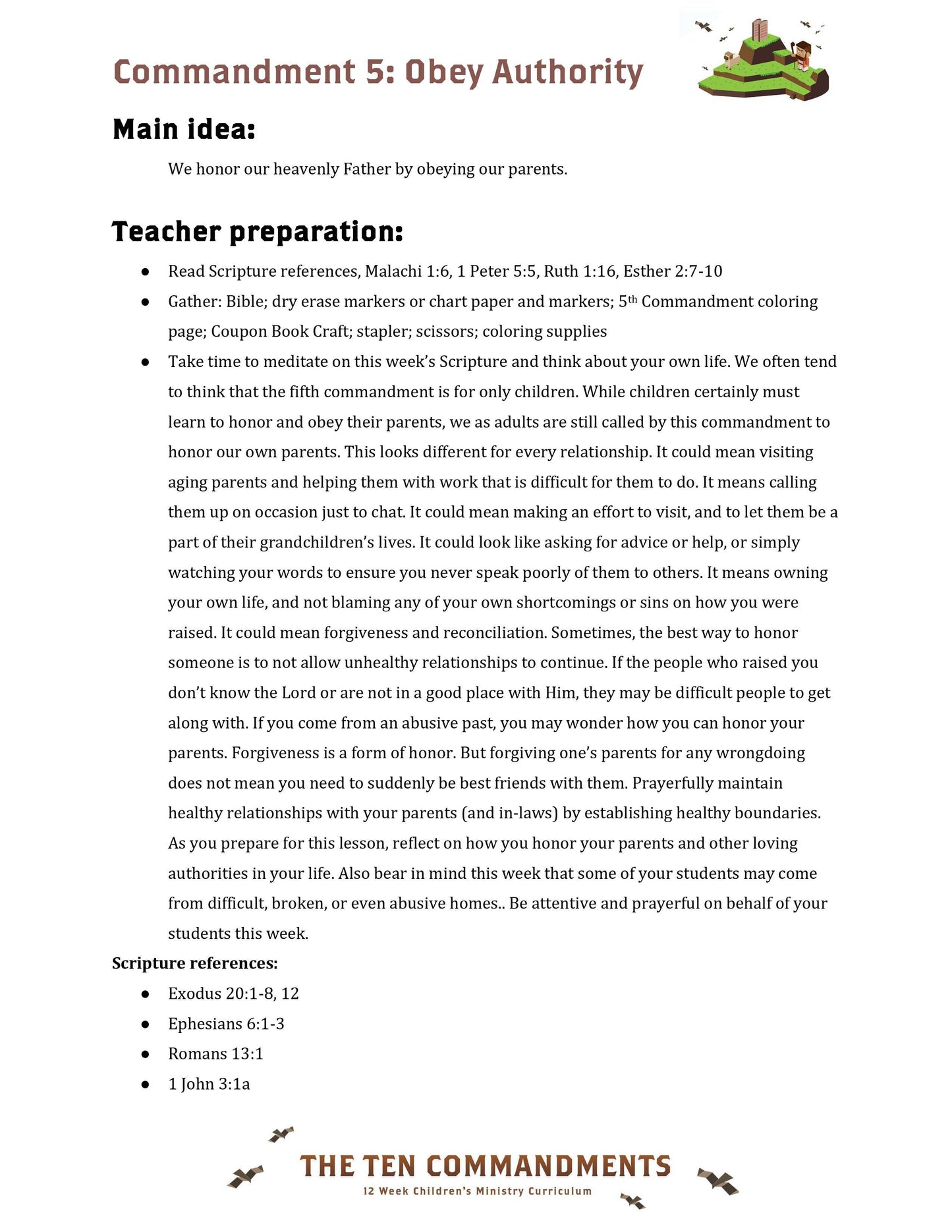 The Ten Commandments: Free Sample Lesson (download only) - Sunday School Store
