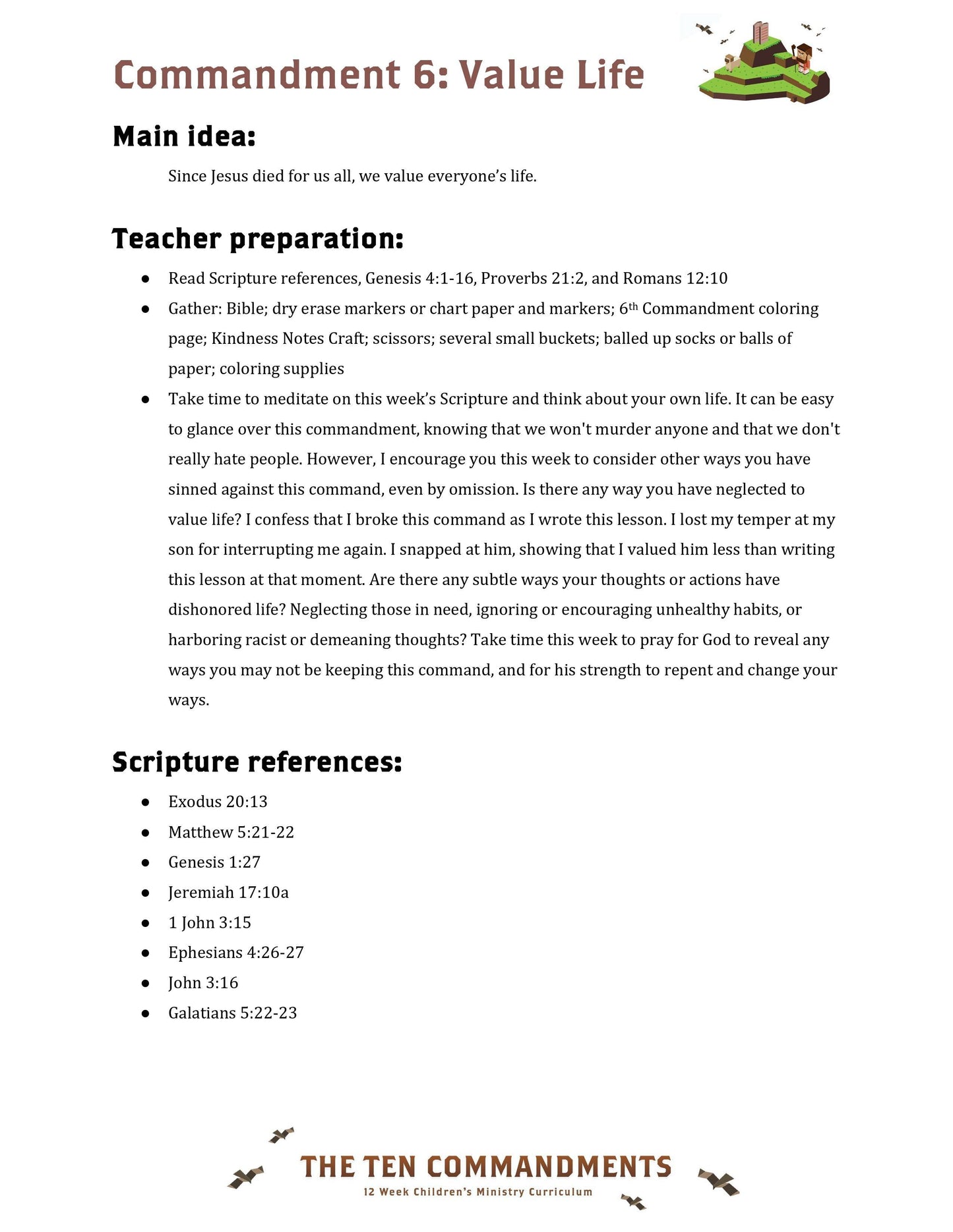 The Ten Commandments: Free Sample Lesson (download only) - Sunday School Store