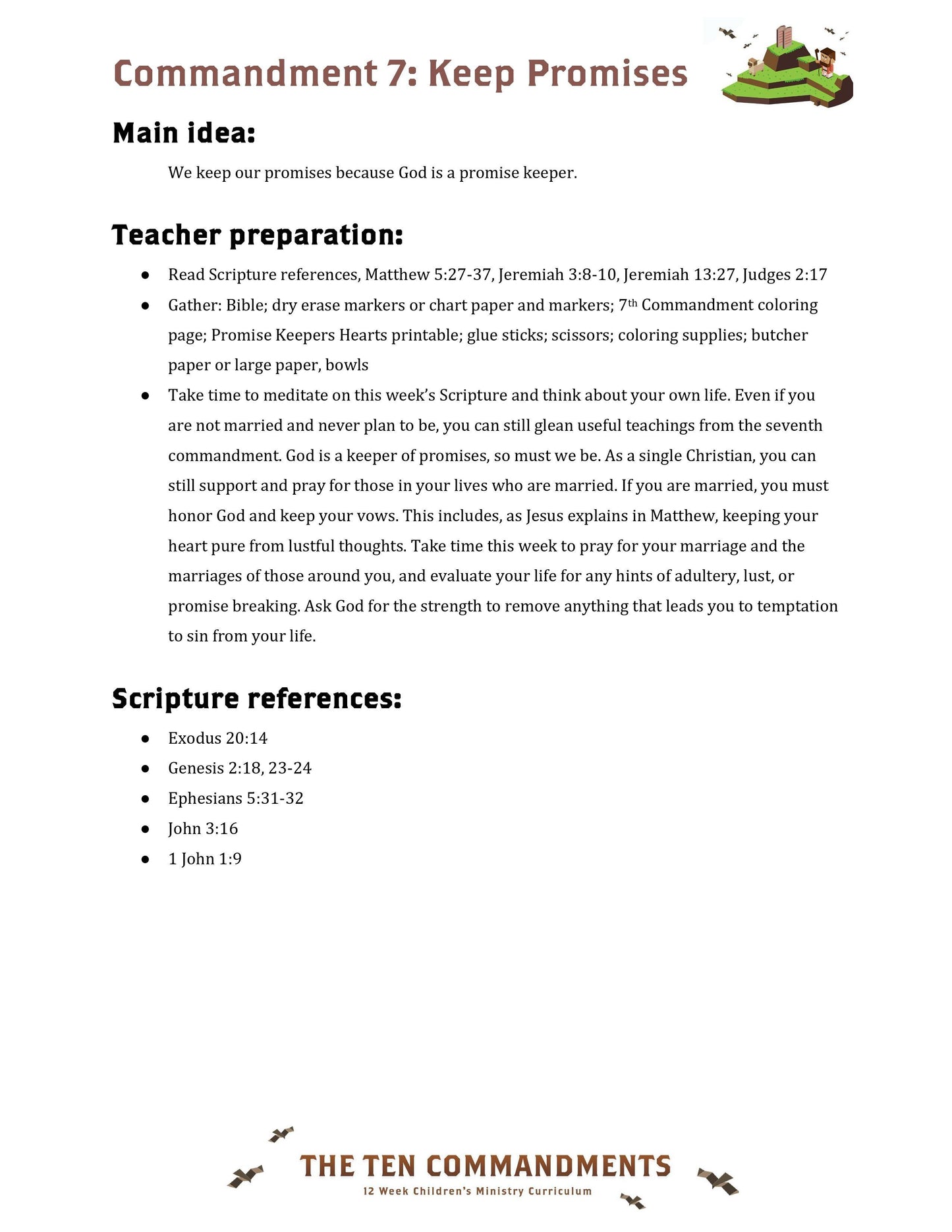 The Ten Commandments: Free Sample Lesson (download only) - Sunday School Store