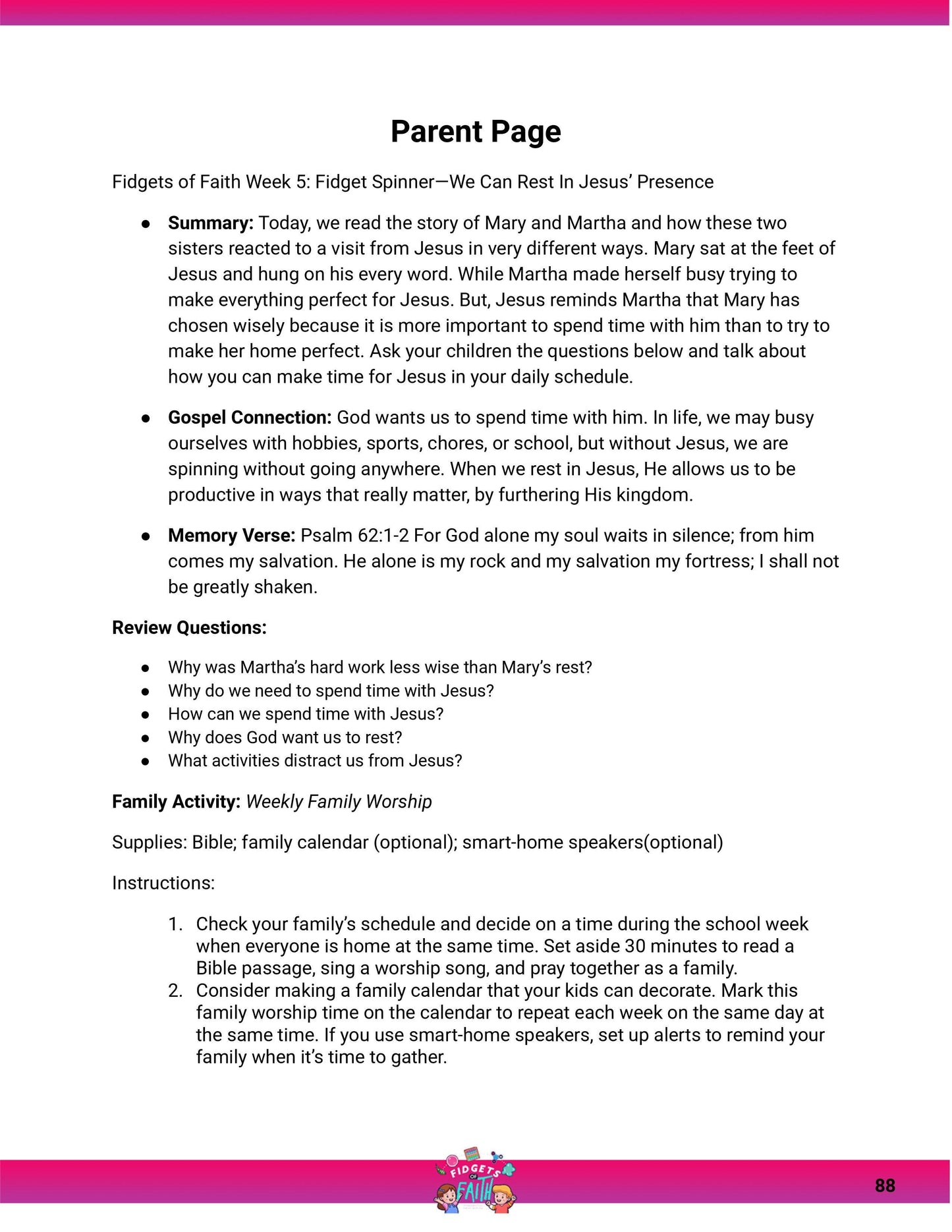 Mary and Martha Sunday School Lesson (Luke 10:38-42) Free Lesson Download - Sunday School Store