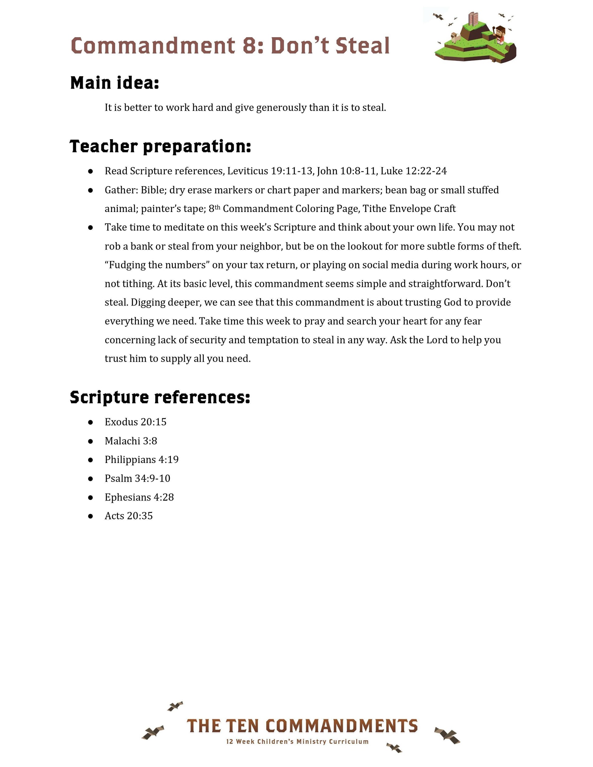 The Ten Commandments: 12-Week Children's Ministry Curriculum (download only) - Sunday School Store