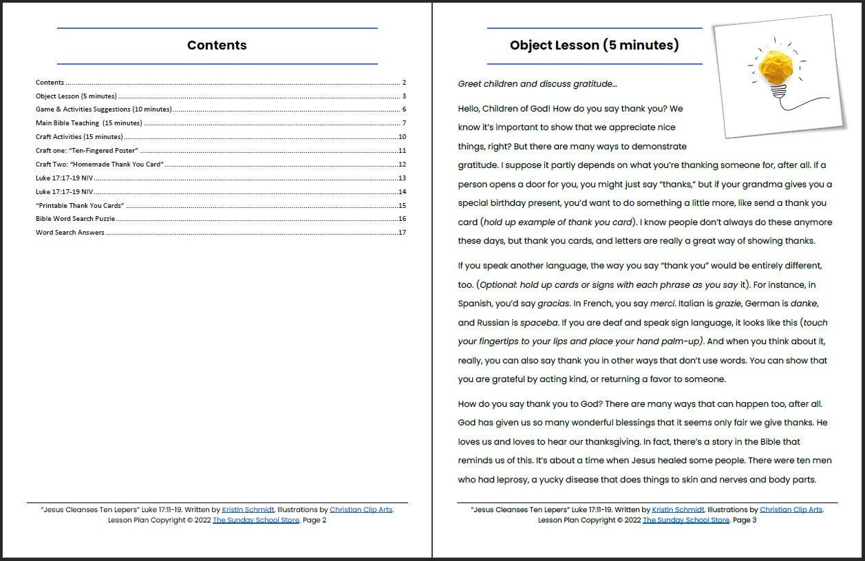 One Thankful Leper (Luke 17:11-19) Printable Bible Lesson & Sunday School Activities - Sunday School Store