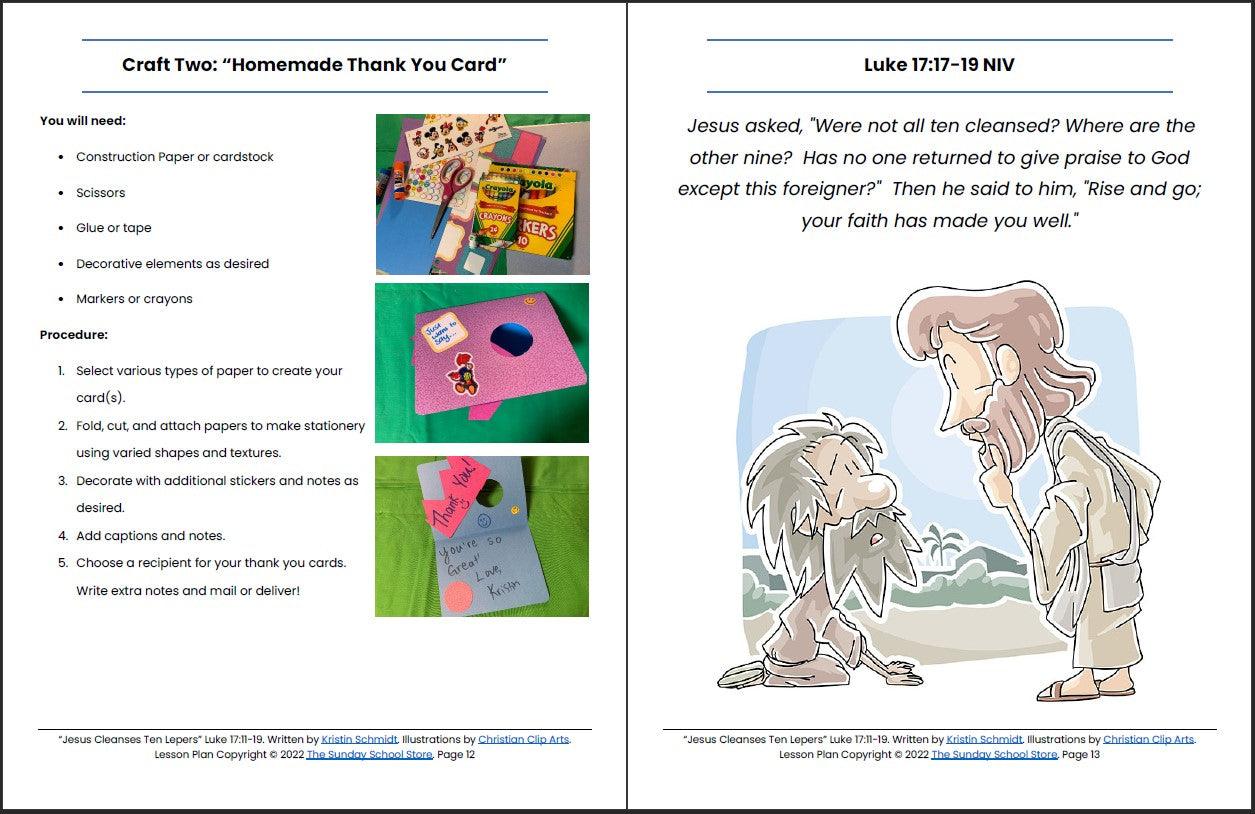 One Thankful Leper (Luke 17:11-19) Printable Bible Lesson & Sunday School Activities - Sunday School Store