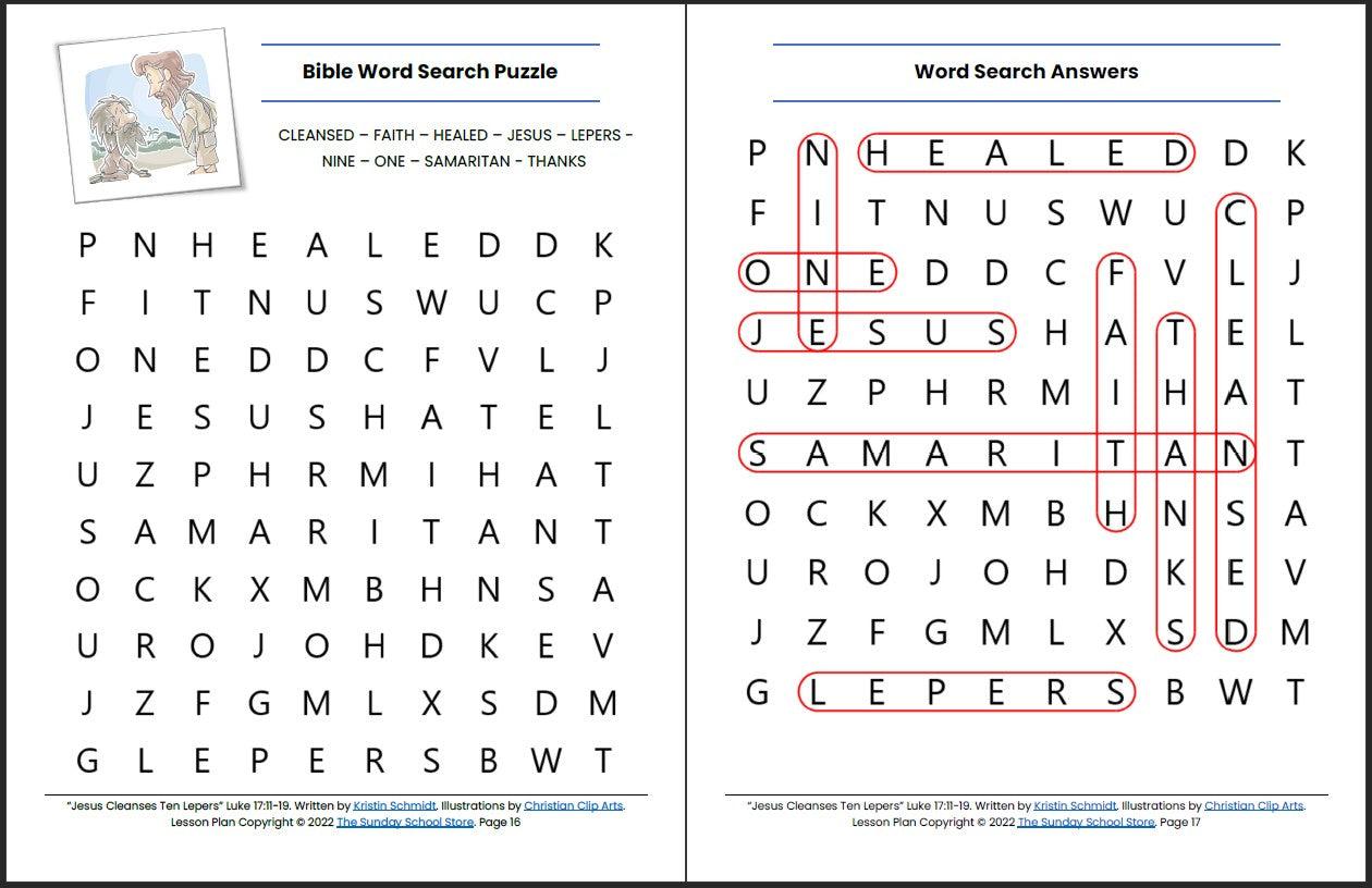 One Thankful Leper (Luke 17:11-19) Printable Bible Lesson & Sunday School Activities - Sunday School Store