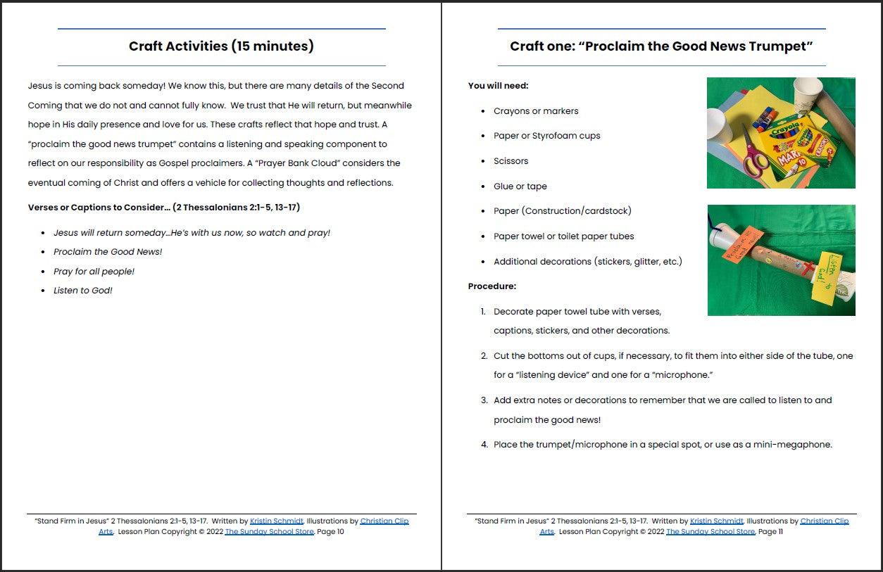 Stand Firm in Jesus (2 Thessalonians 2) Printable Bible Lesson & Sunday School Activities - Sunday School Store