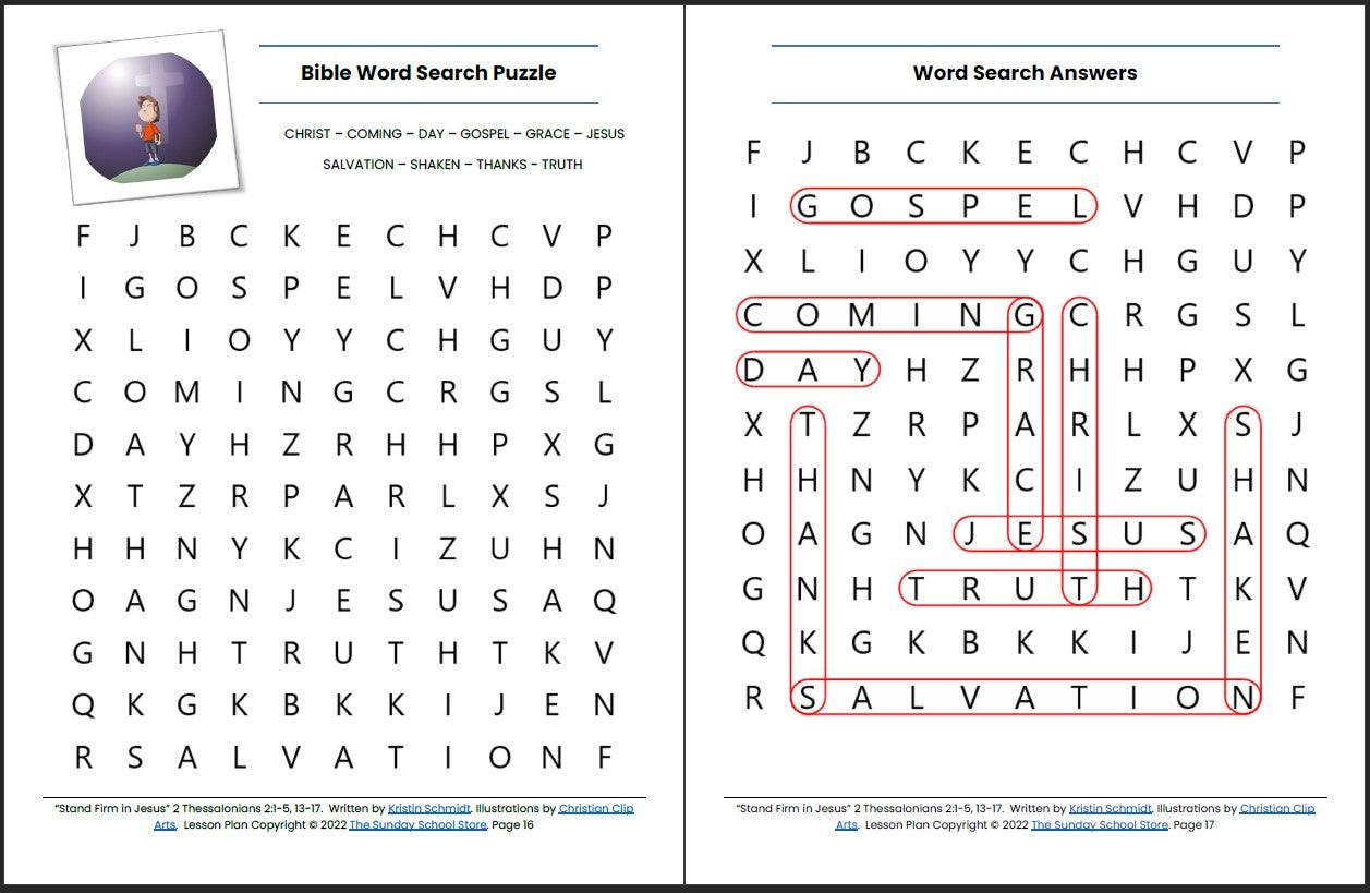 Stand Firm in Jesus (2 Thessalonians 2) Printable Bible Lesson & Sunday School Activities - Sunday School Store