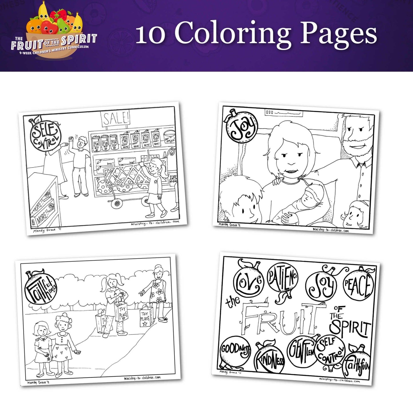The Fruit of the Spirit Coloring 10-Page Download - Sunday School Store