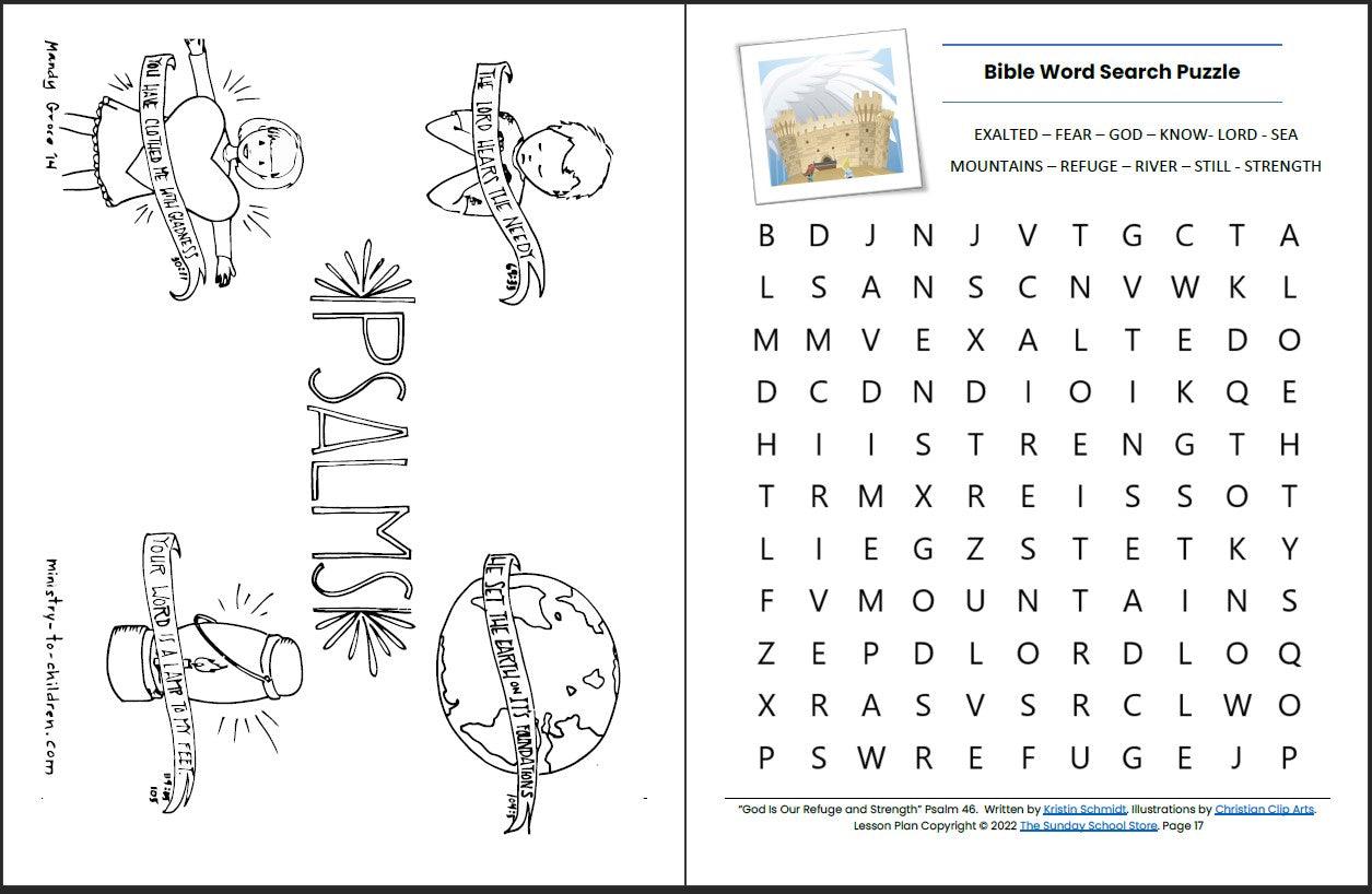 God Is Our Refuge and Strength (Psalm 46:1-11) Printable Bible Lesson & Sunday School Activities - Sunday School Store