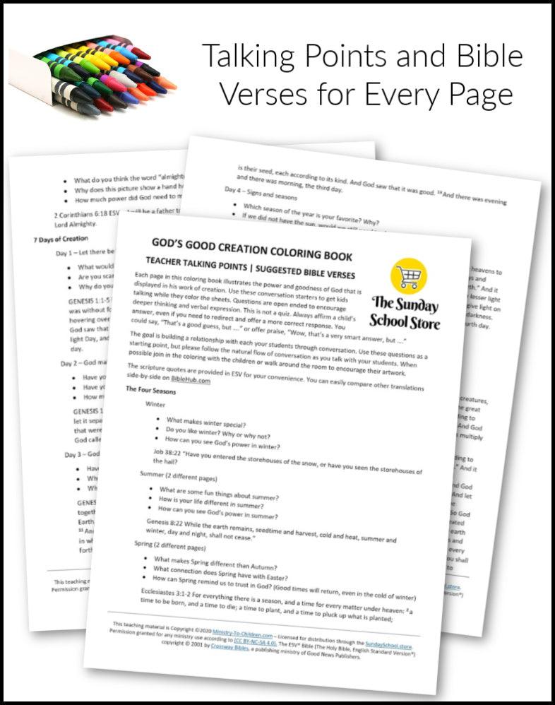 God's Good Creation - 23 Page Coloring Book & Teacher Talking Points - Sunday School Store